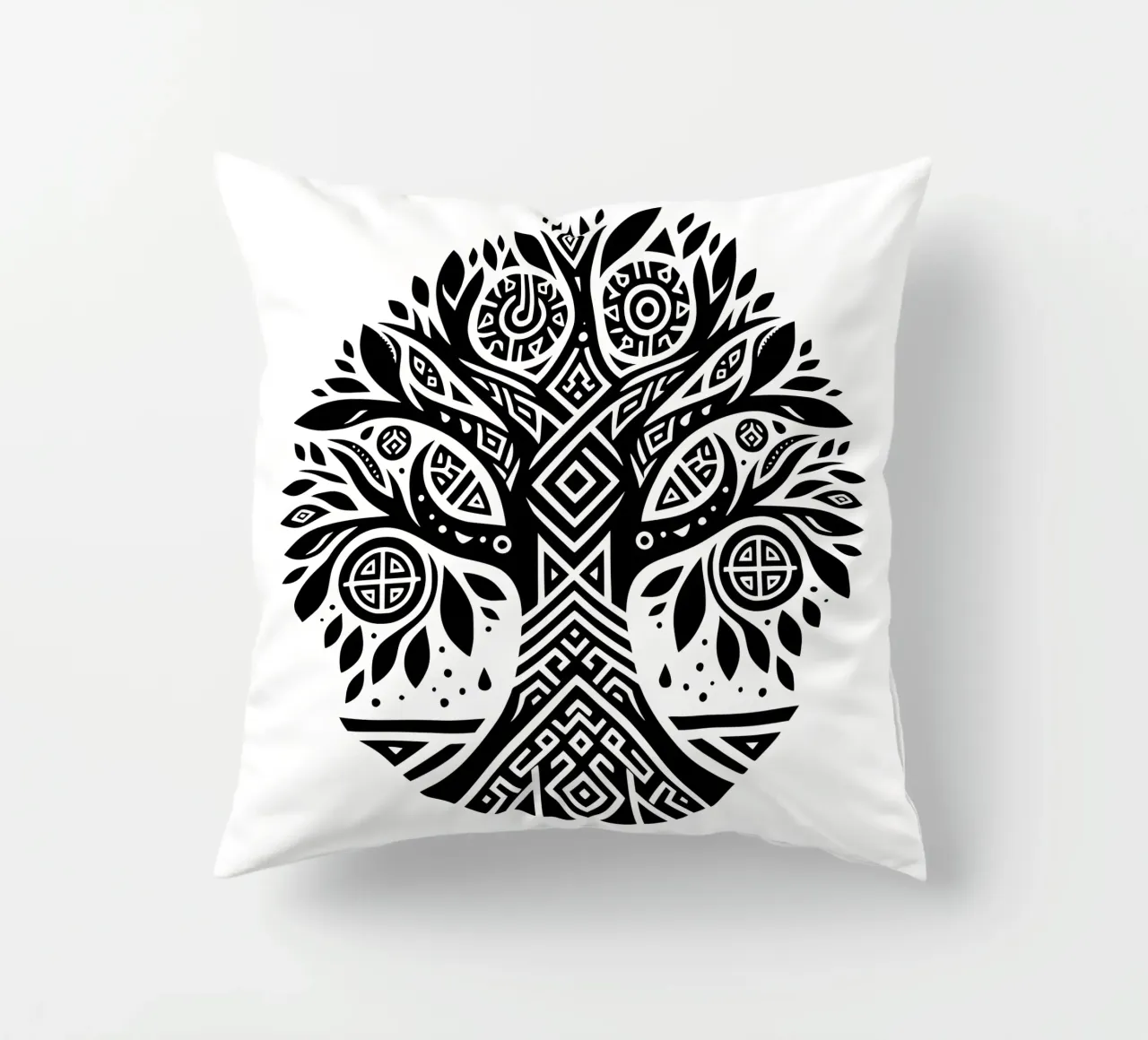 Albero della vita in bianco e nero cuscino da Spiritual Touch