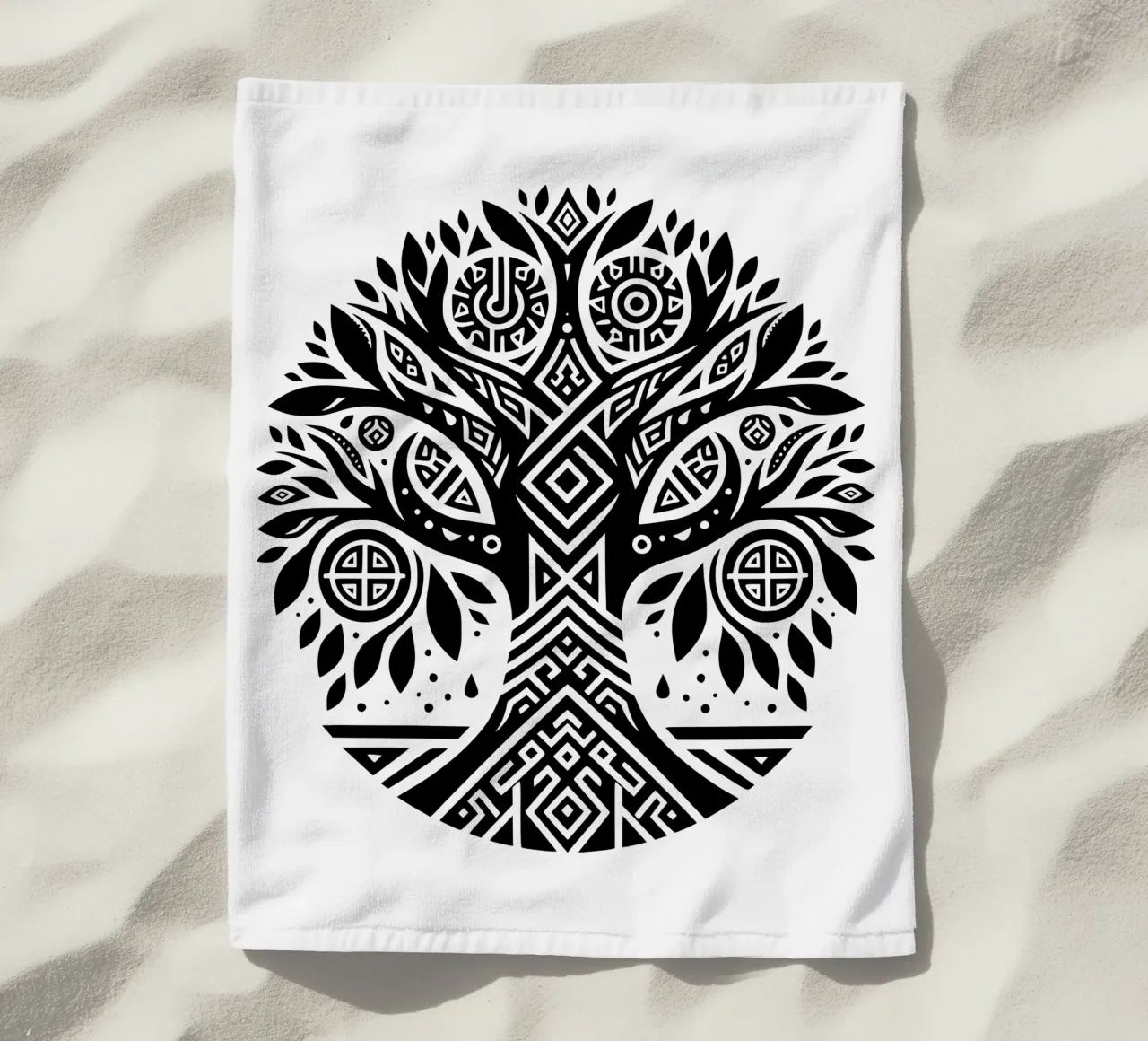 Albero della vita in bianco e nero telo mare da Spiritual Touch