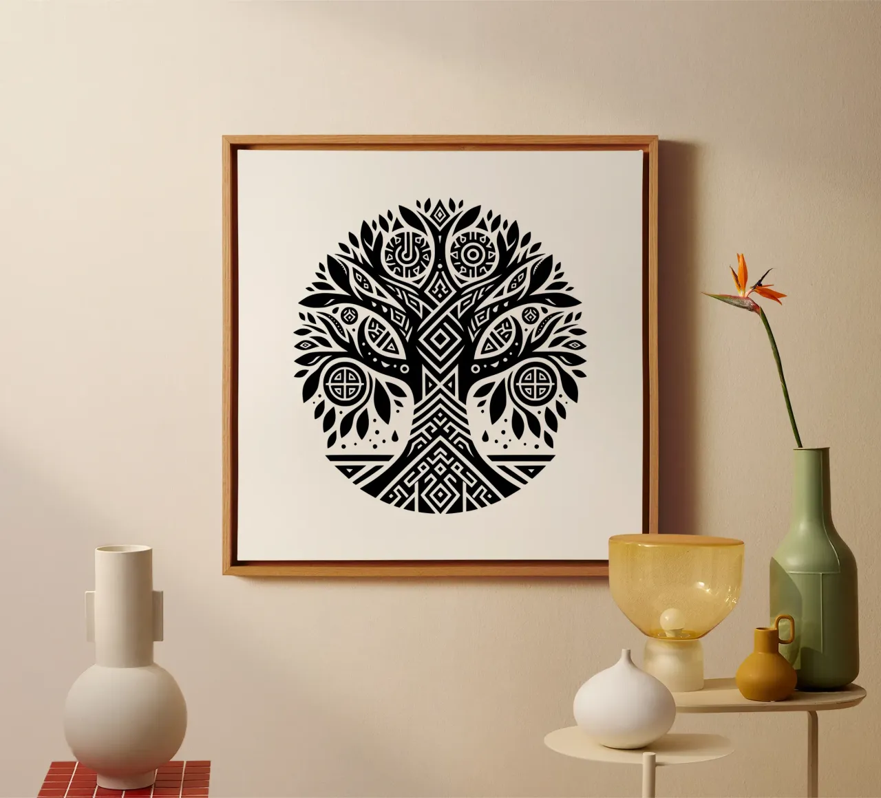 Albero della vita in bianco e nero tela con Cornice a cassetta da Spiritual Touch