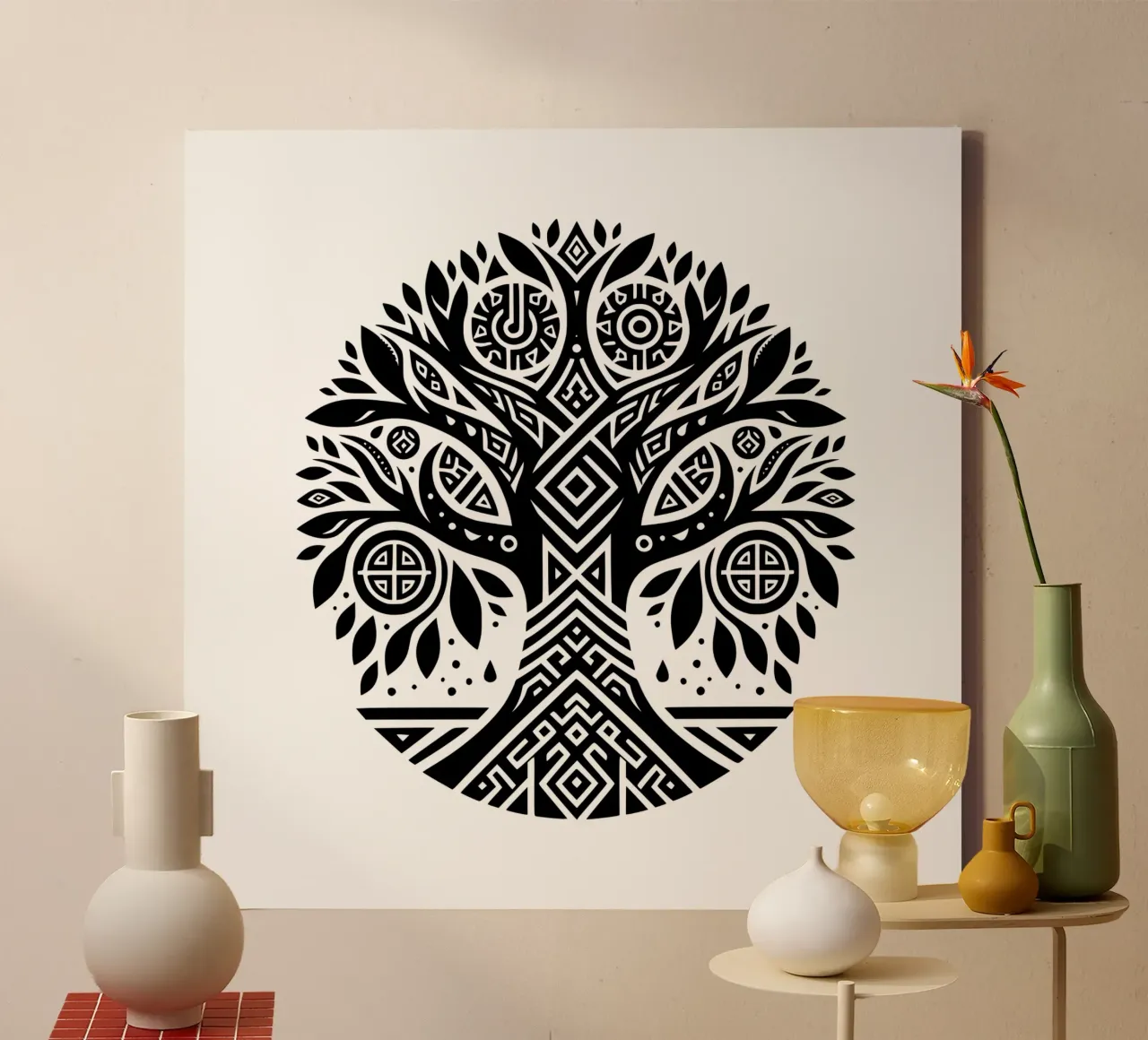 Albero della vita in bianco e nero tela con Cornice a cassetta da Spiritual Touch
