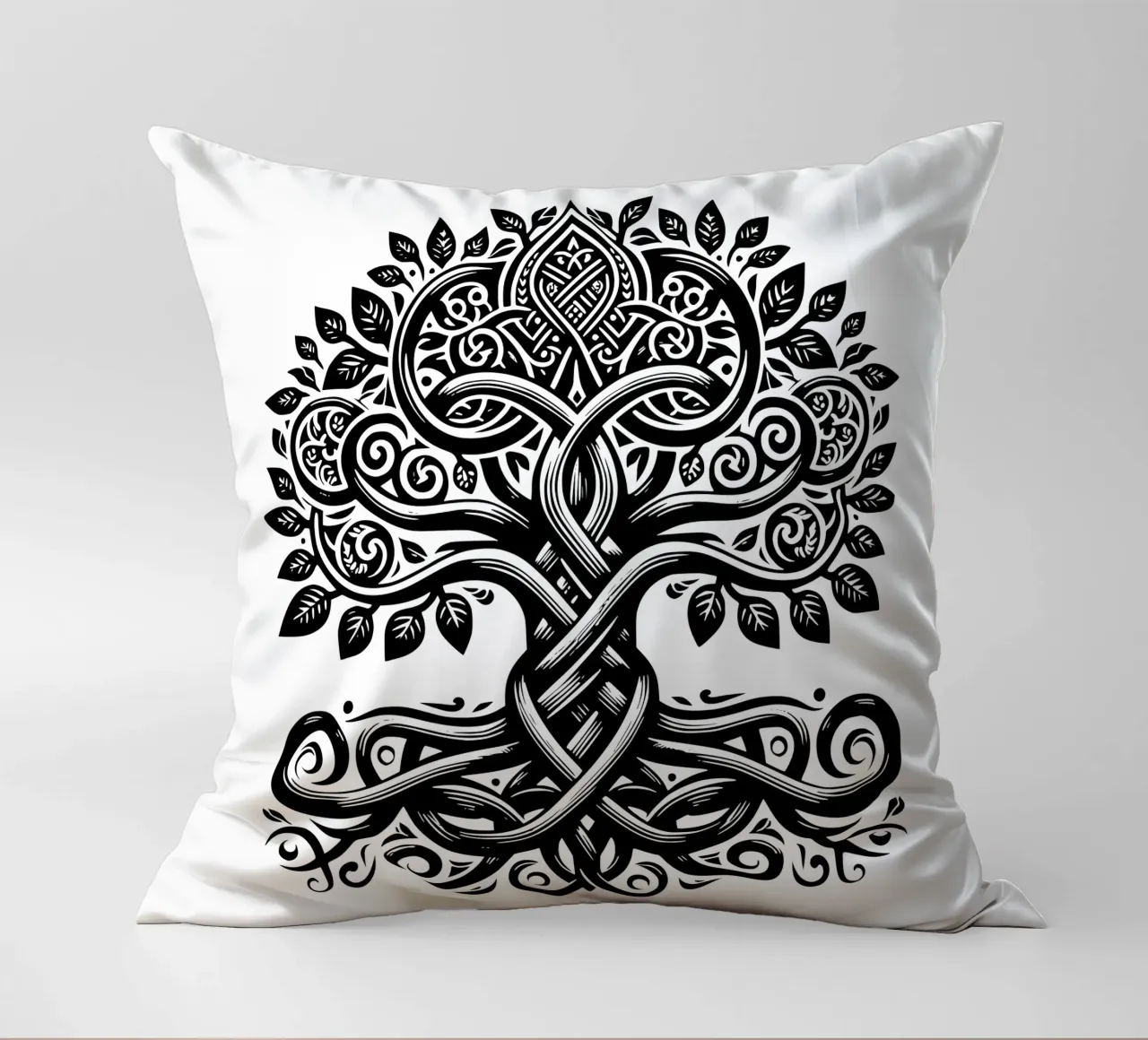 Albero della vita in bianco e nero cuscino da Spiritual Touch