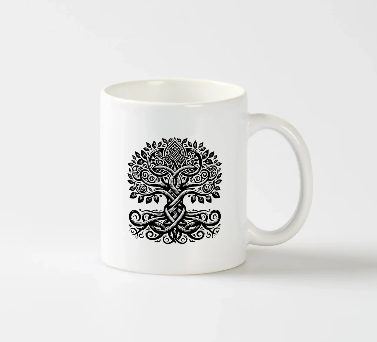 Albero della vita in bianco e nero tazza in ceramica da Spiritual Touch