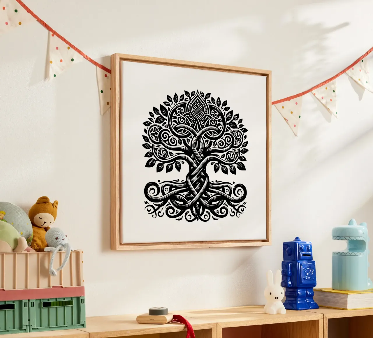Albero della vita in bianco e nero tela con Cornice a cassetta da Spiritual Touch