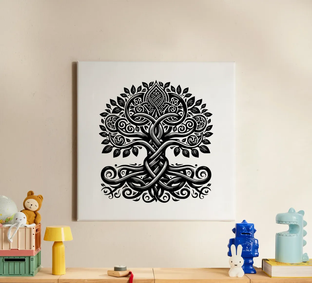 Albero della vita in bianco e nero tela con Cornice a cassetta da Spiritual Touch