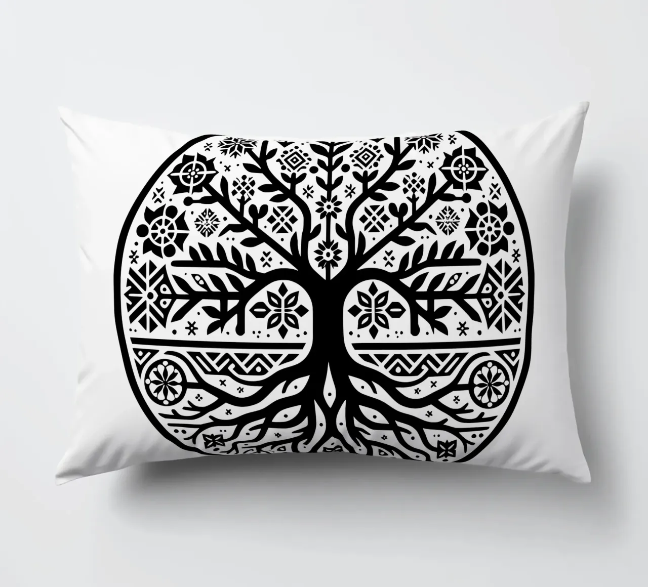 Albero della vita in bianco e nero cuscino da Spiritual Touch