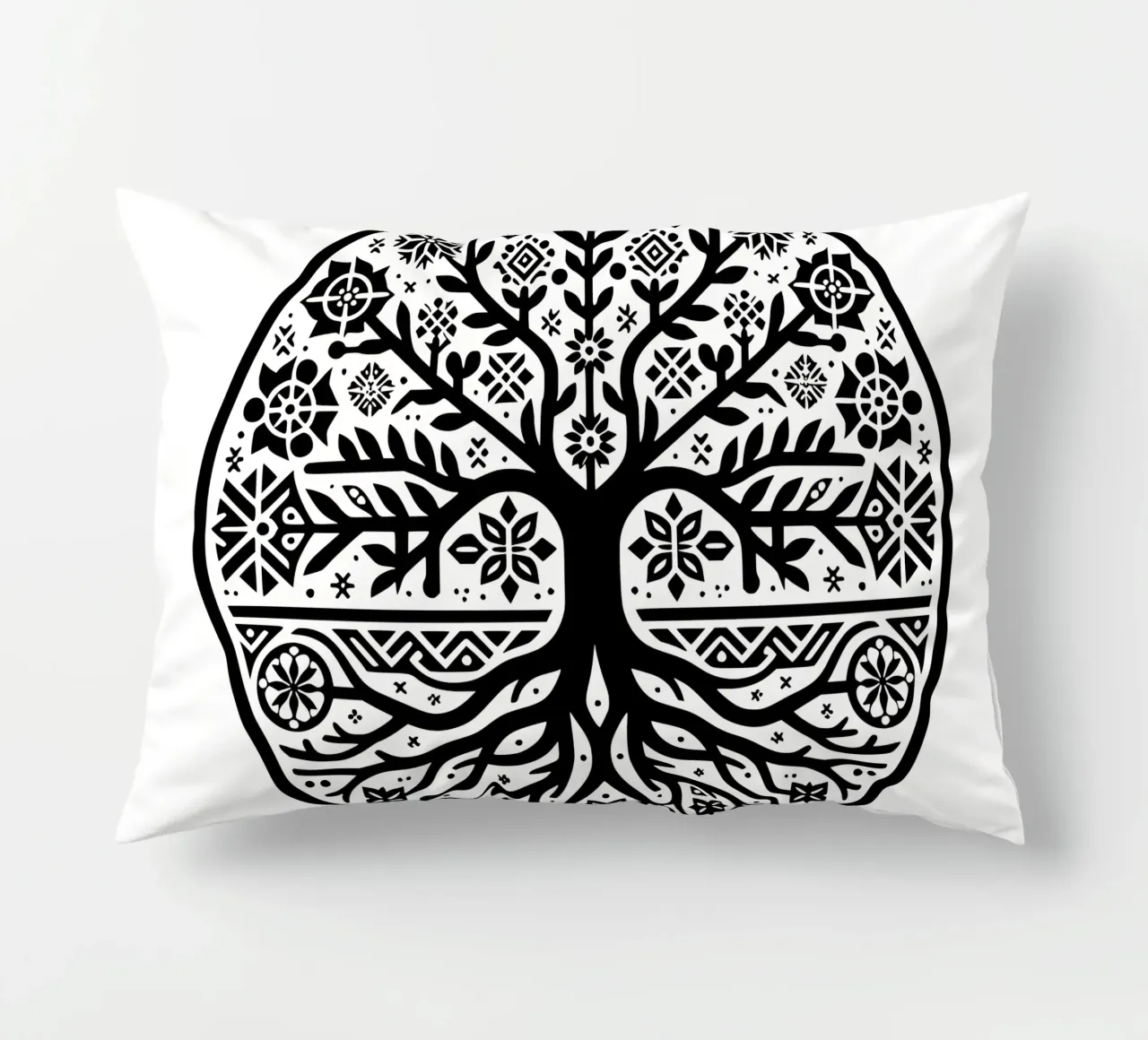 Albero della vita in bianco e nero cuscino da Spiritual Touch