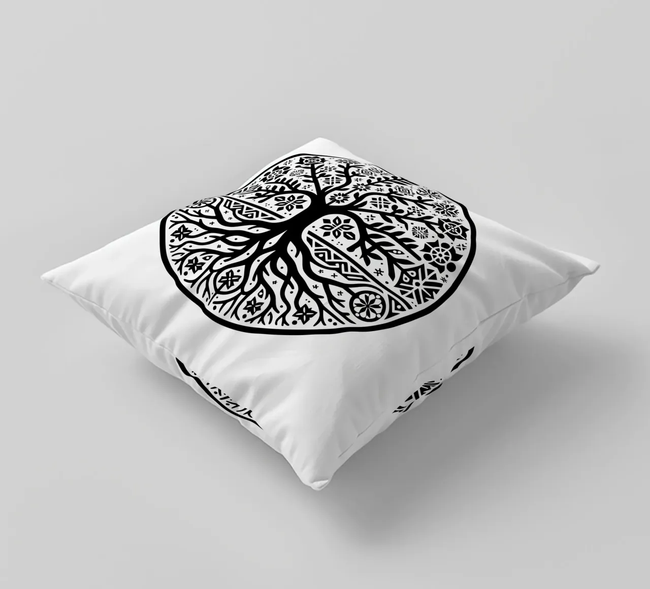 Albero della vita in bianco e nero cuscino da Spiritual Touch