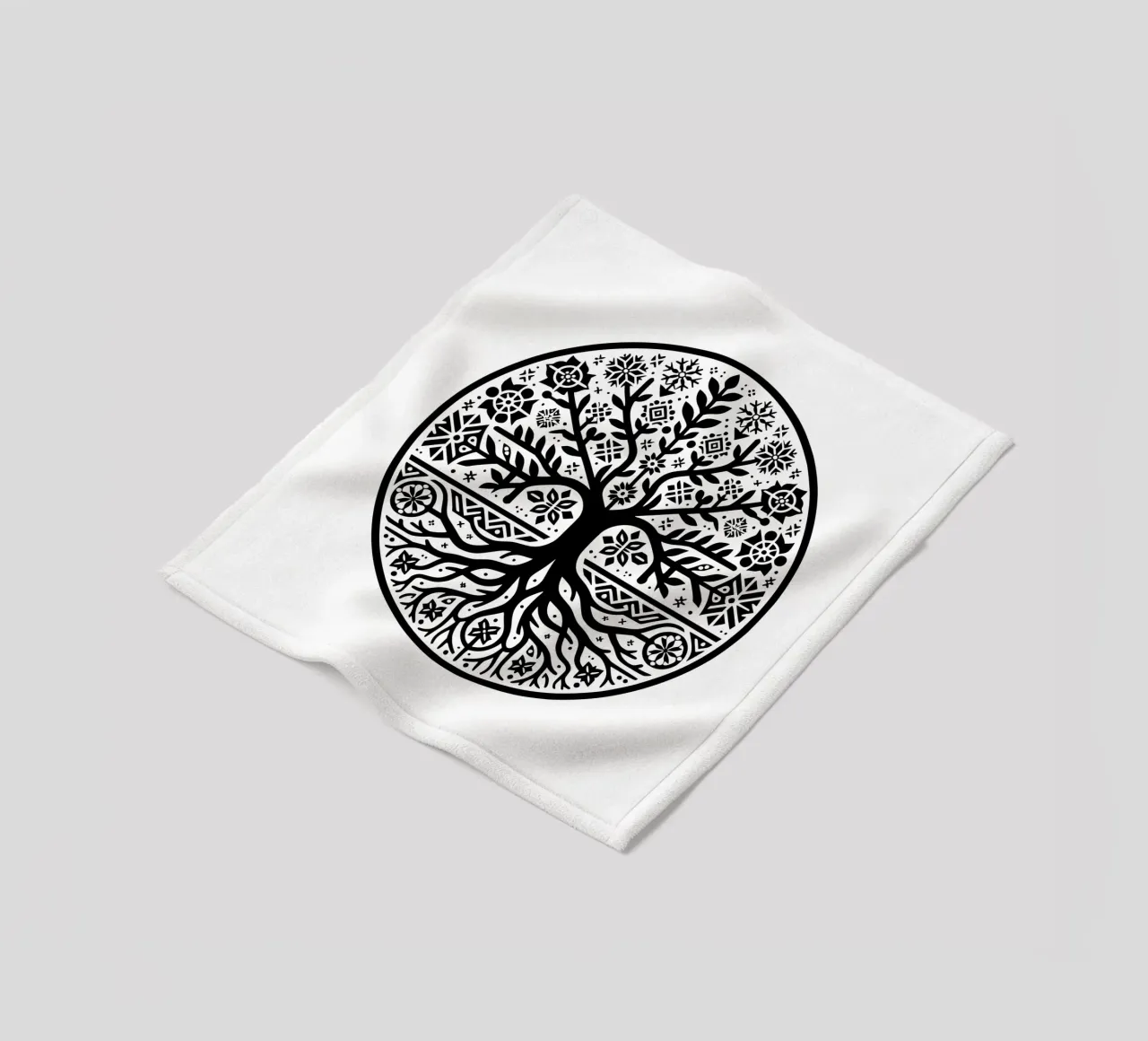 Albero della vita in bianco e nero coperta in pile da Spiritual Touch