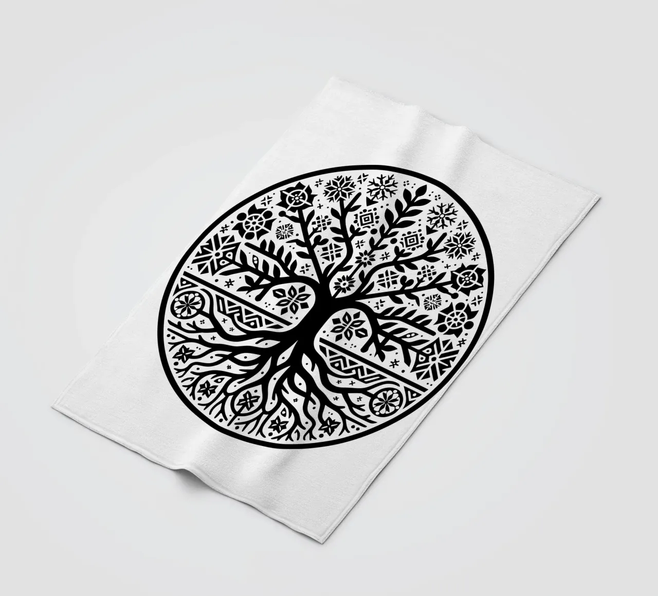Albero della vita in bianco e nero coperta in pile da Spiritual Touch
