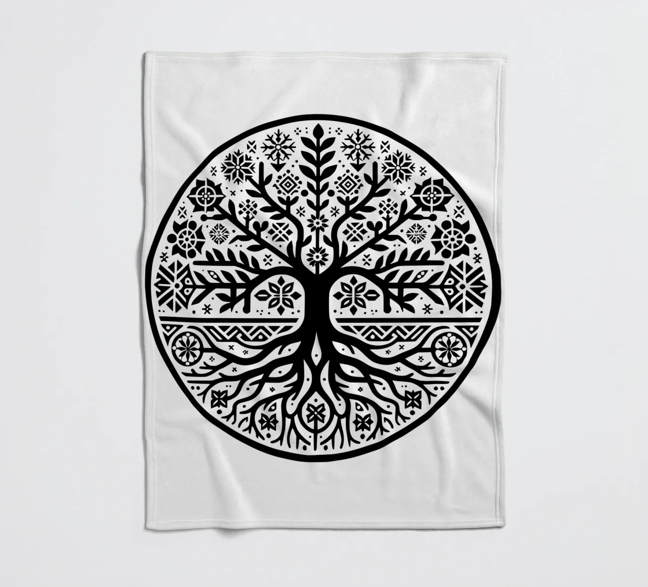 Albero della vita in bianco e nero coperta in pile da Spiritual Touch