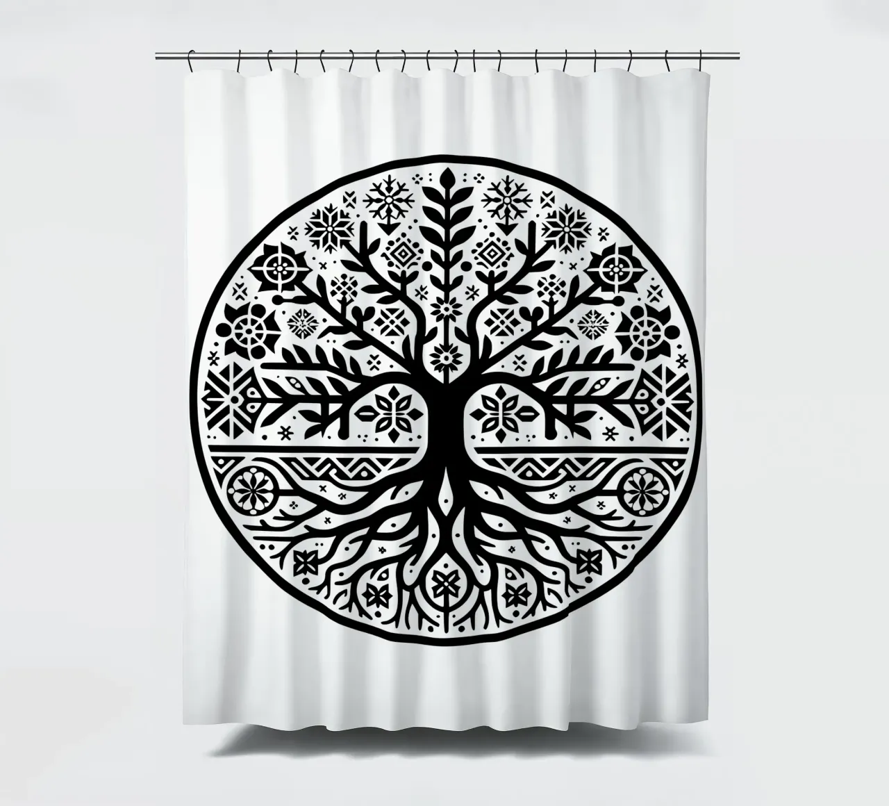 Albero della vita in bianco e nero tenda da doccia da Spiritual Touch