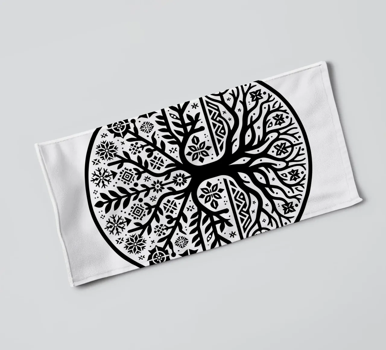 Albero della vita in bianco e nero asciugamano da bagno da Spiritual Touch