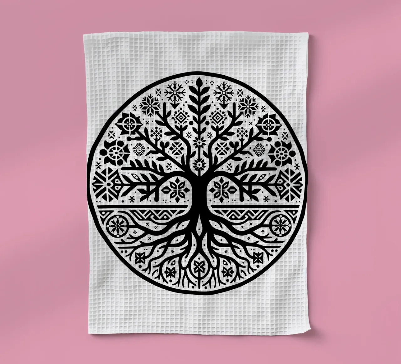 Albero della vita in bianco e nero canovaccio da cucina da Spiritual Touch