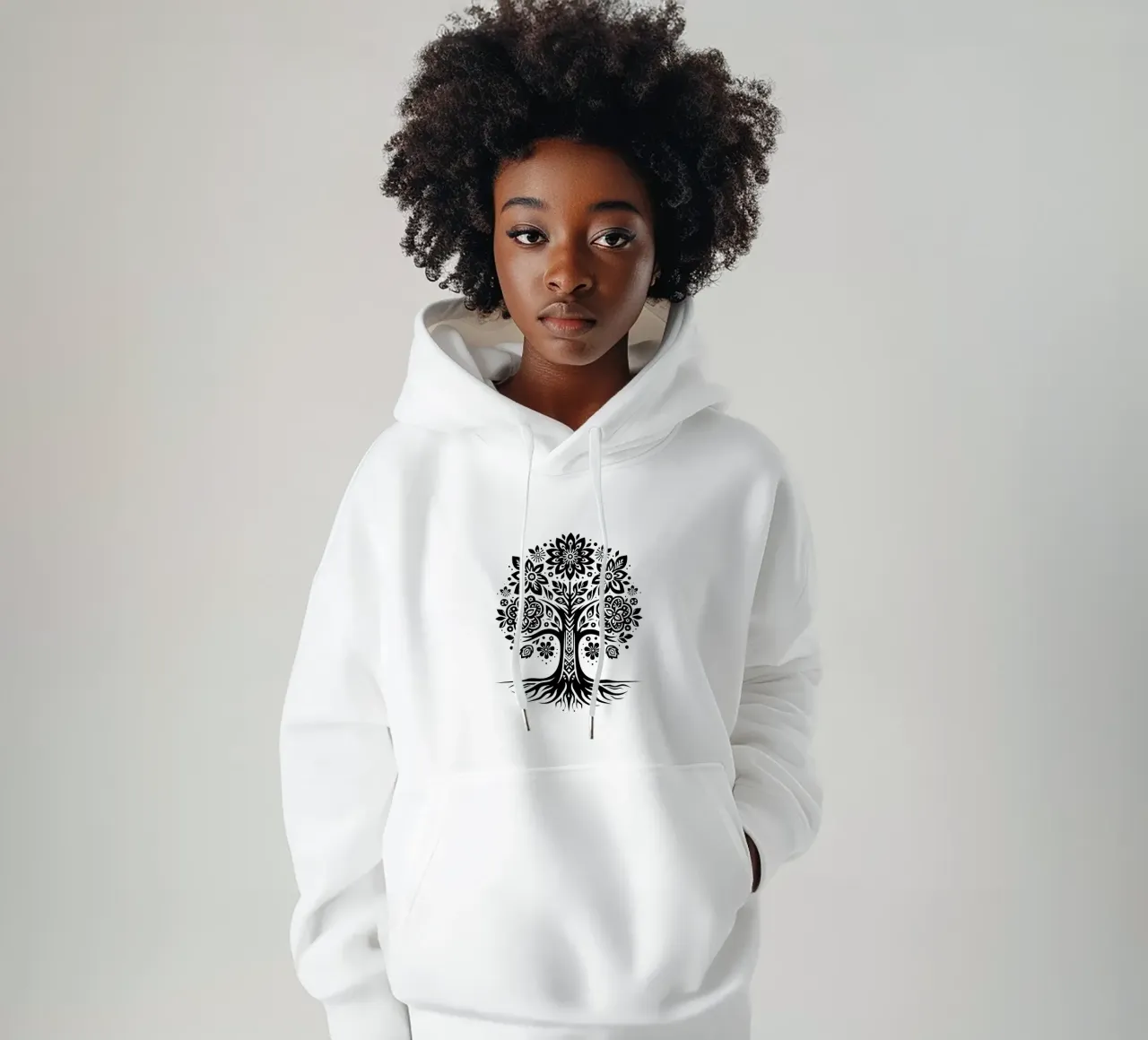 Albero della vita in bianco e nero felpa con cappuccio da Spiritual Touch
