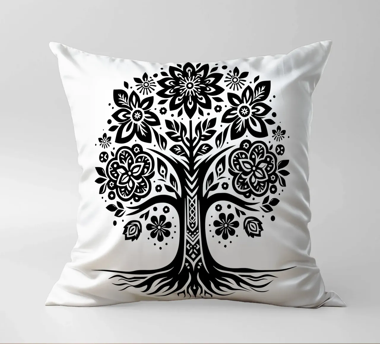 Albero della vita in bianco e nero cuscino da Spiritual Touch