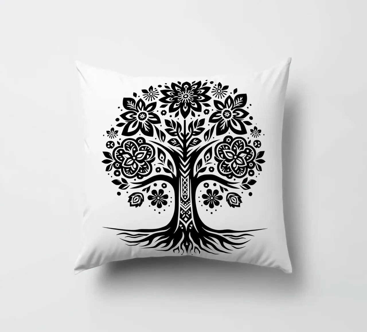 Albero della vita in bianco e nero cuscino da Spiritual Touch
