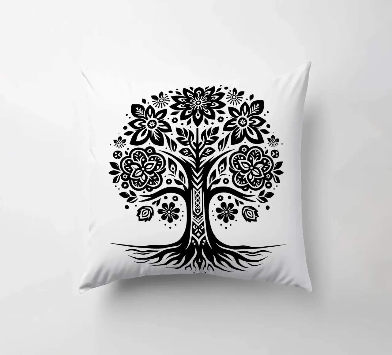 Albero della vita in bianco e nero cuscino da Spiritual Touch