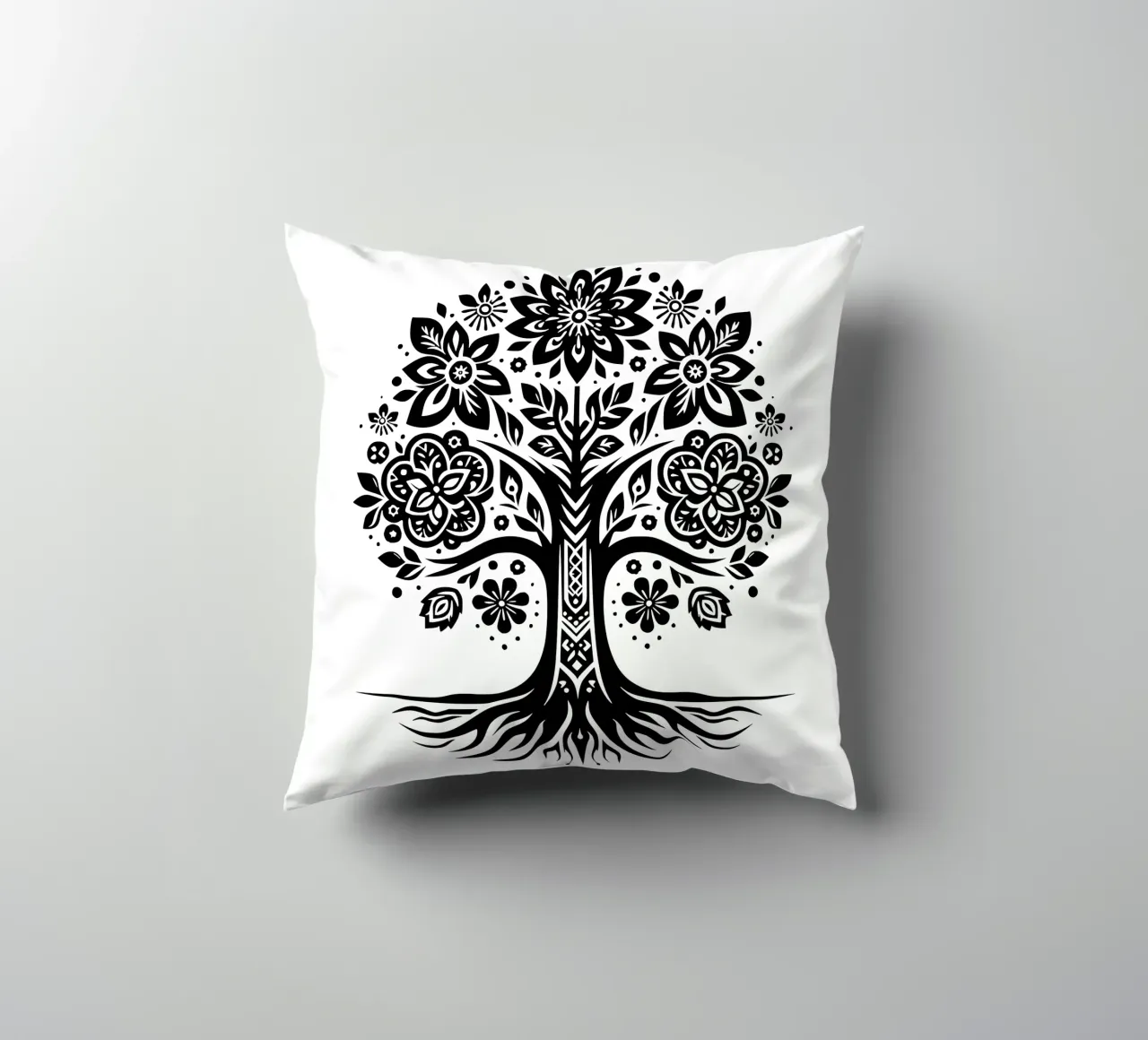 Albero della vita in bianco e nero cuscino da Spiritual Touch