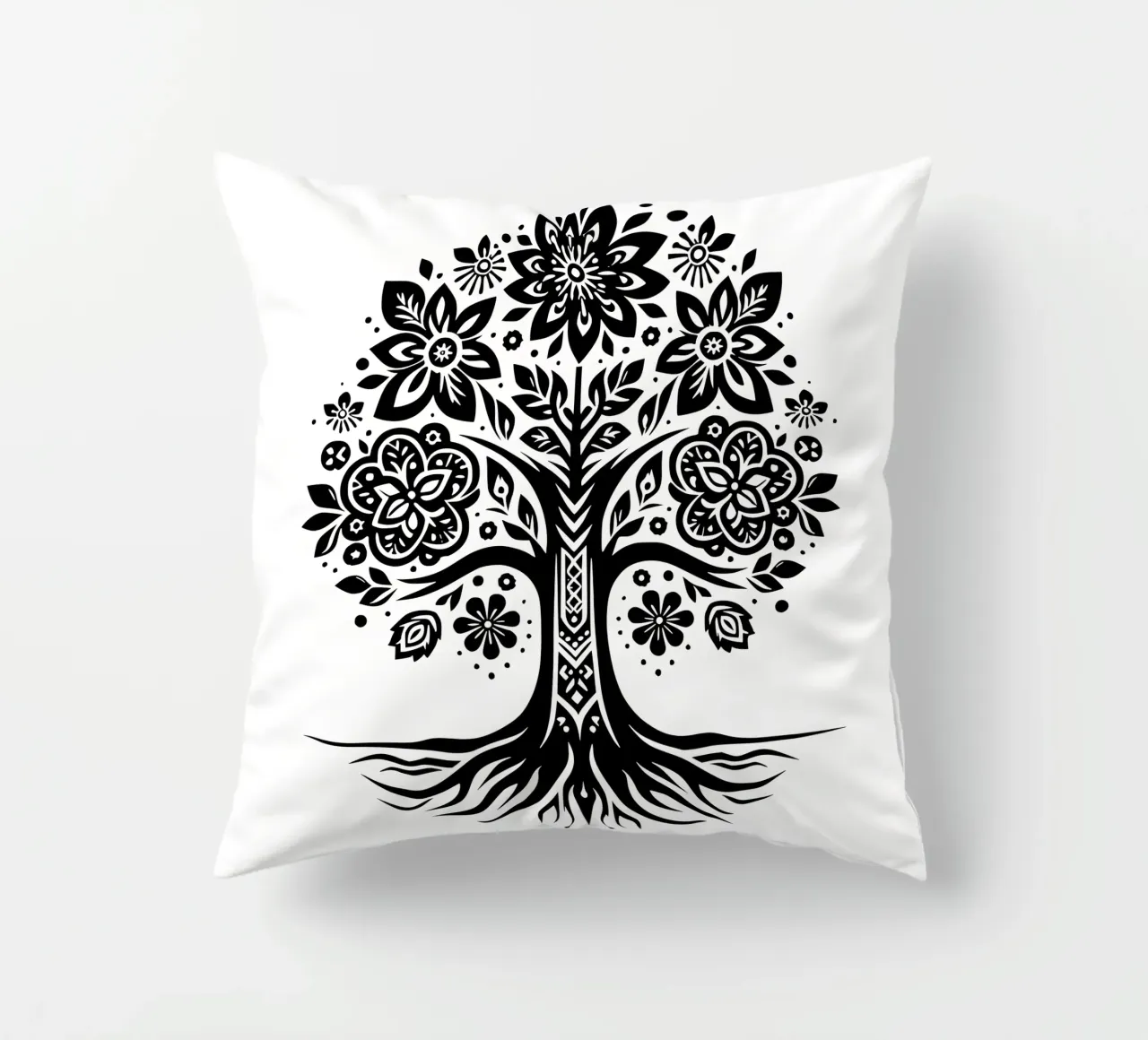 Albero della vita in bianco e nero cuscino da Spiritual Touch
