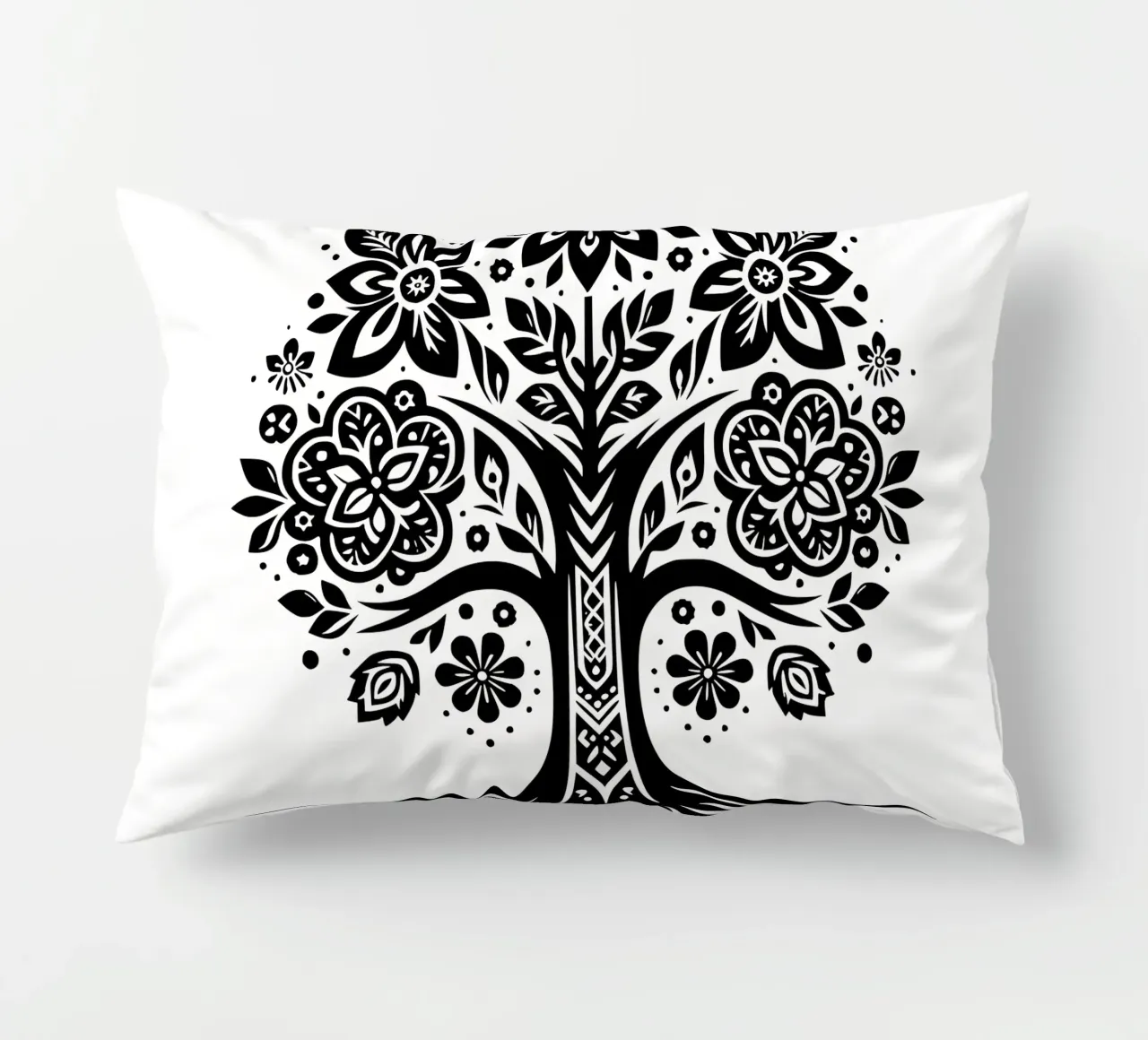Albero della vita in bianco e nero cuscino da Spiritual Touch