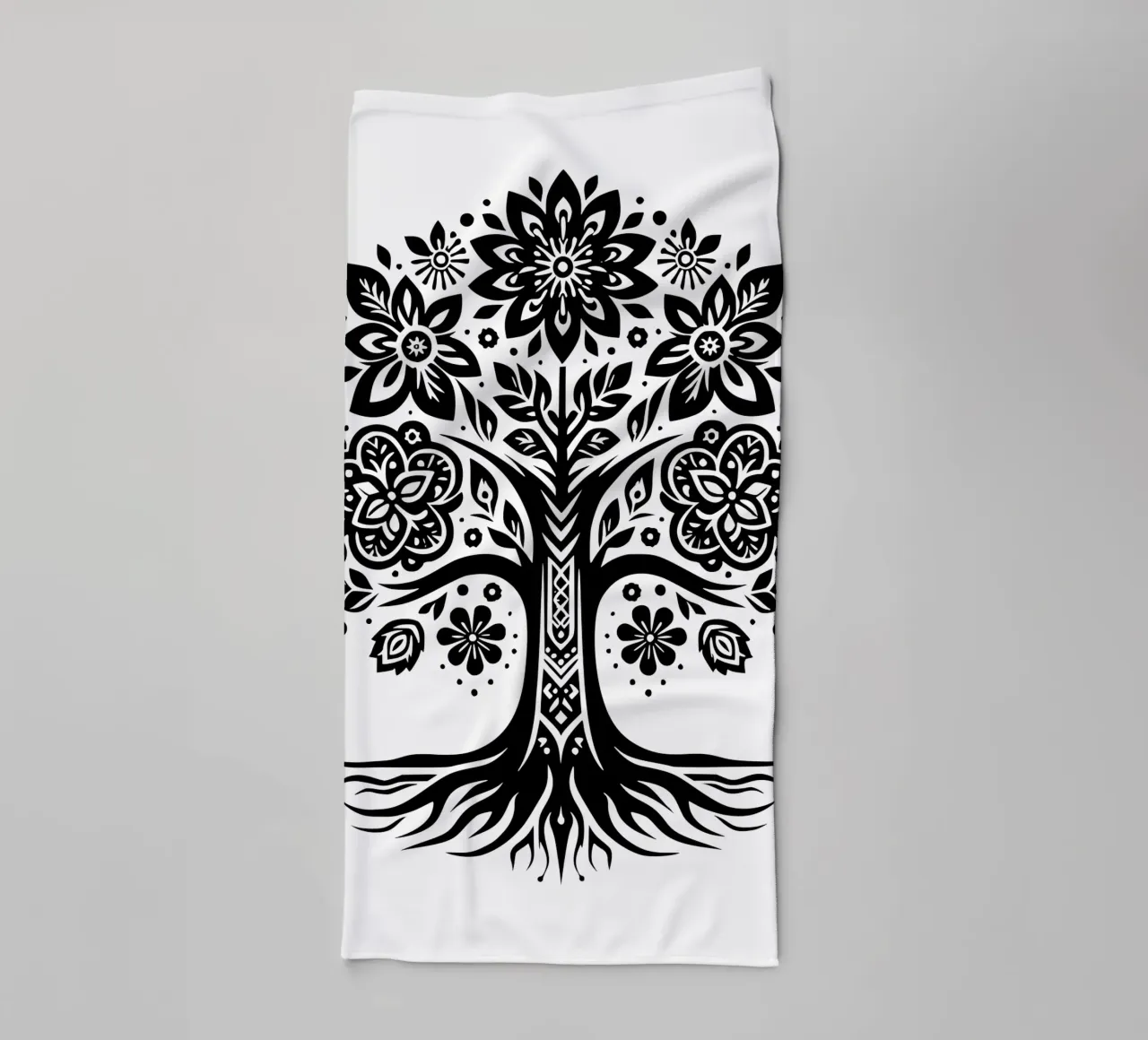 Albero della vita in bianco e nero asciugamano da bagno da Spiritual Touch