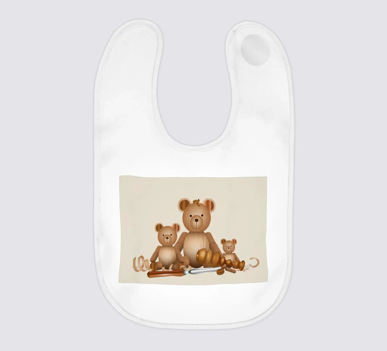 Famille d'ours en bois avec ciseau à bois bavoir de namosh