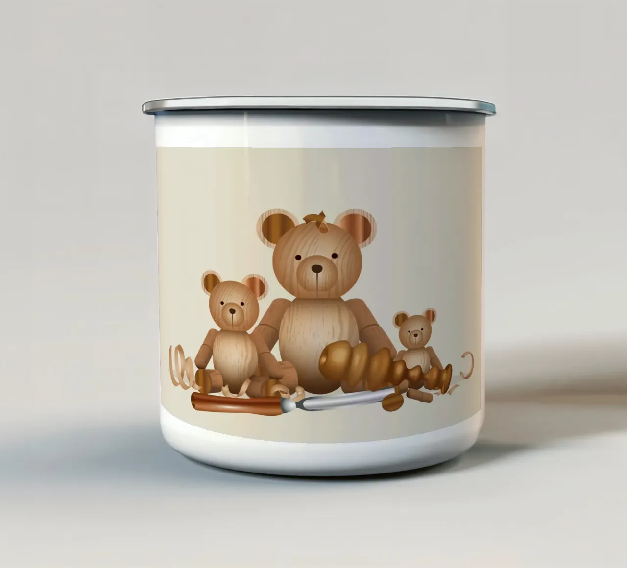 Famiglia di orsi in legno con scalpello per la tornitura del legno tazza in smalto da namosh