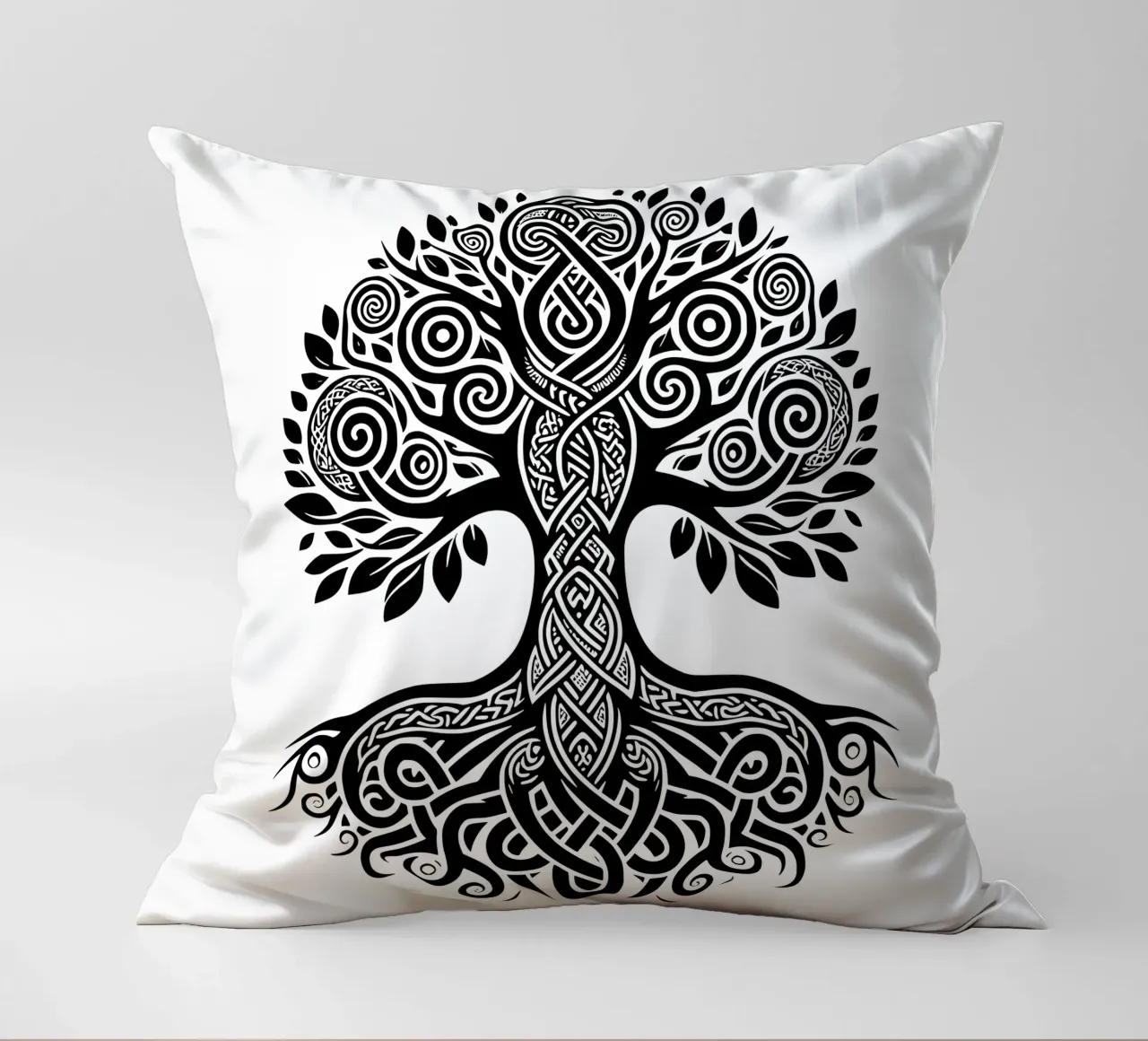 Albero della vita in bianco e nero cuscino da Spiritual Touch