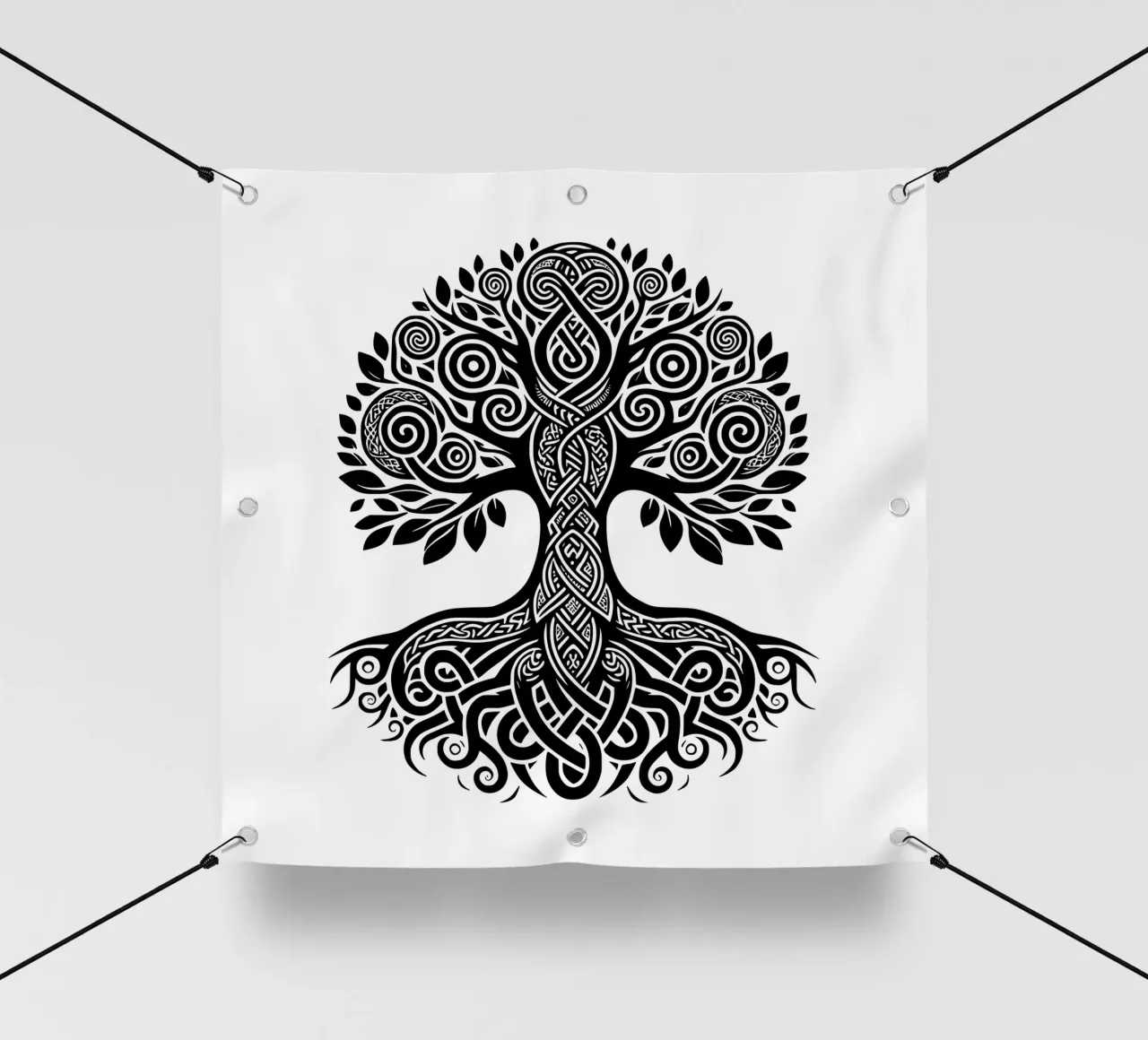 Albero della vita in bianco e nero telo in pvc da Spiritual Touch