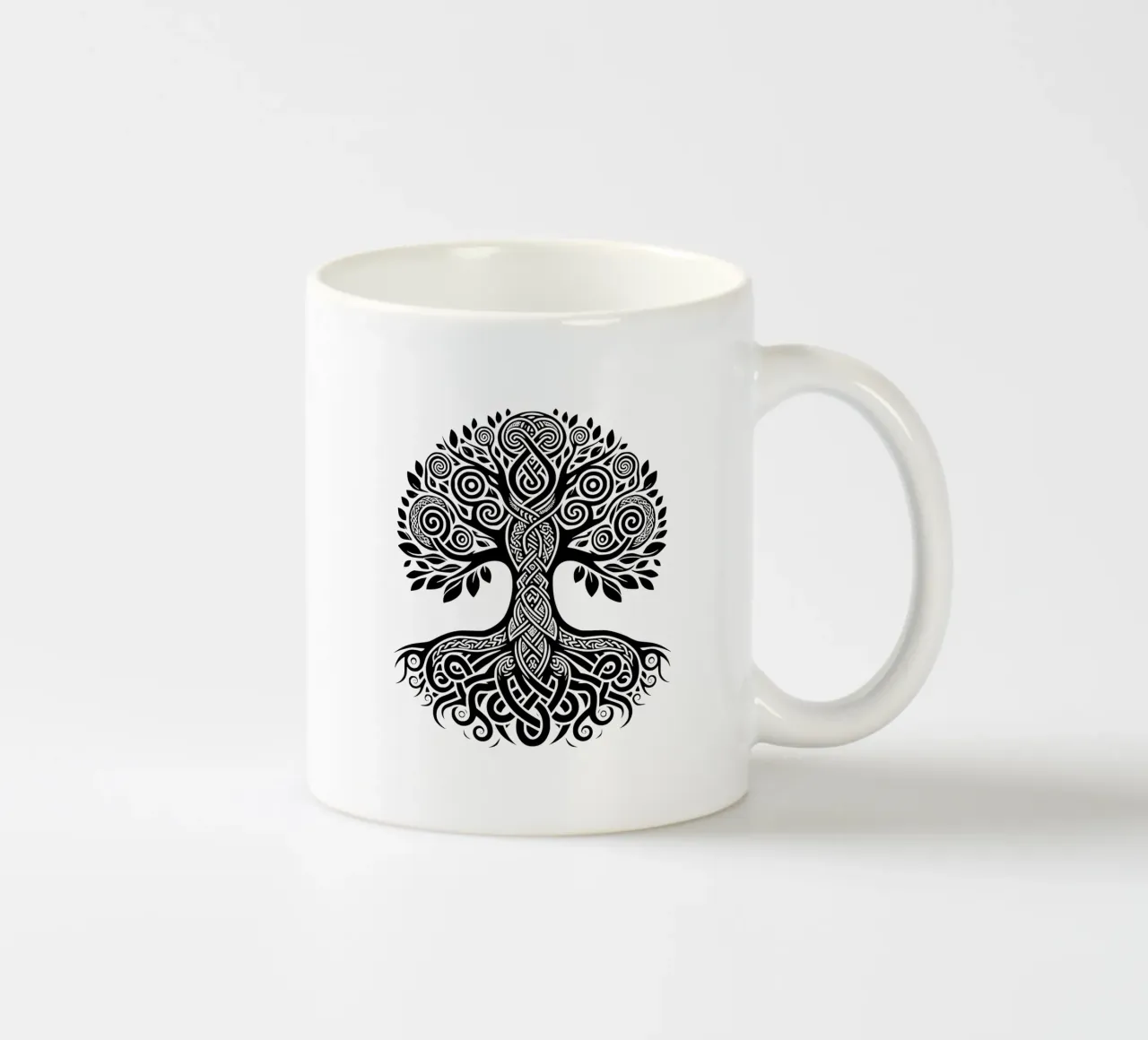 Albero della vita in bianco e nero tazza in ceramica da Spiritual Touch