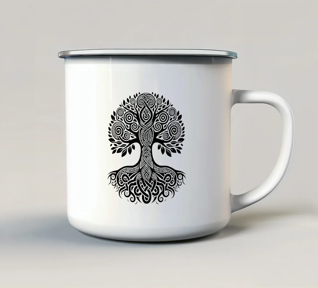 Albero della vita in bianco e nero tazza in smalto da Spiritual Touch