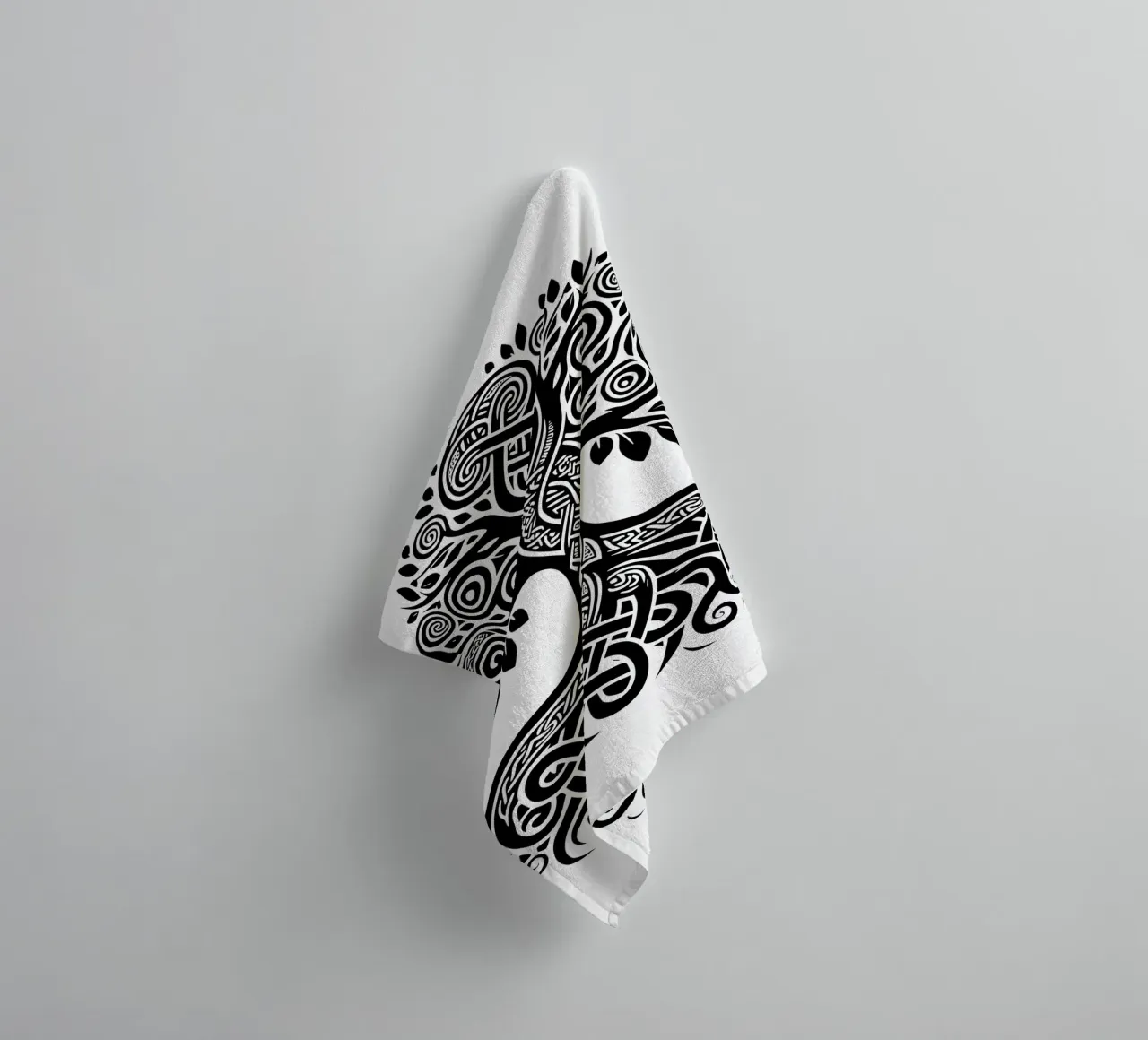 Albero della vita in bianco e nero asciugamano da bagno da Spiritual Touch