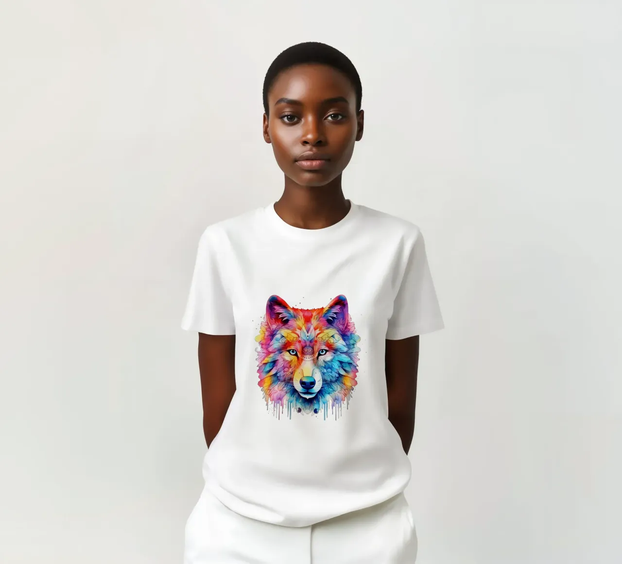 Mandala del lupo acquerellato t-shirt da Spiritual Touch