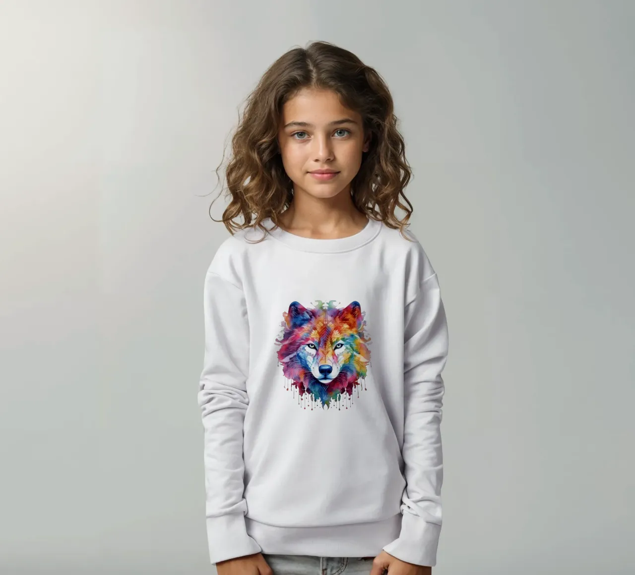 Mandala del lupo acquerellato felpa bambino da Spiritual Touch