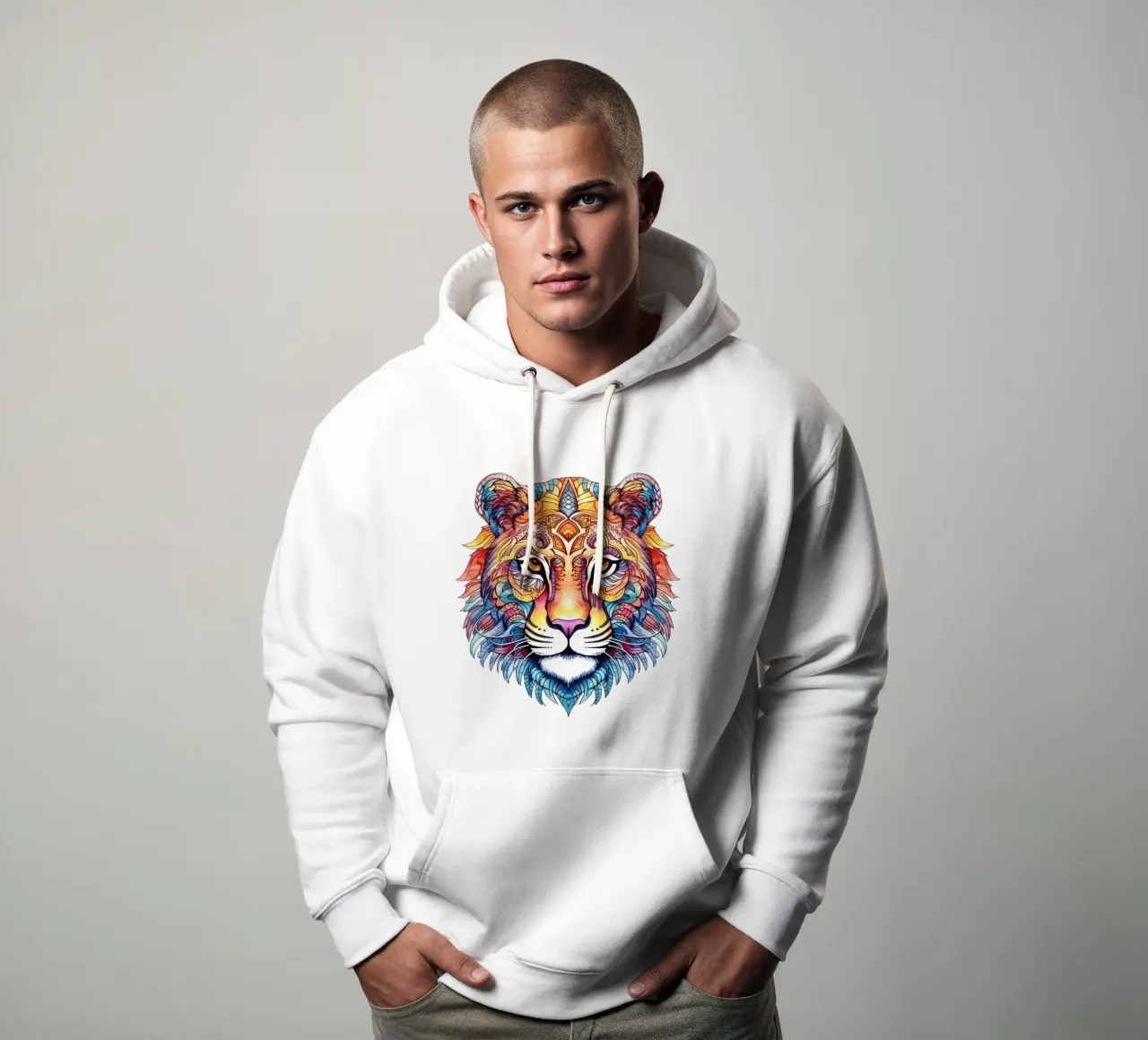 Mandala della tigre acquerellato felpa con cappuccio da Spiritual Touch