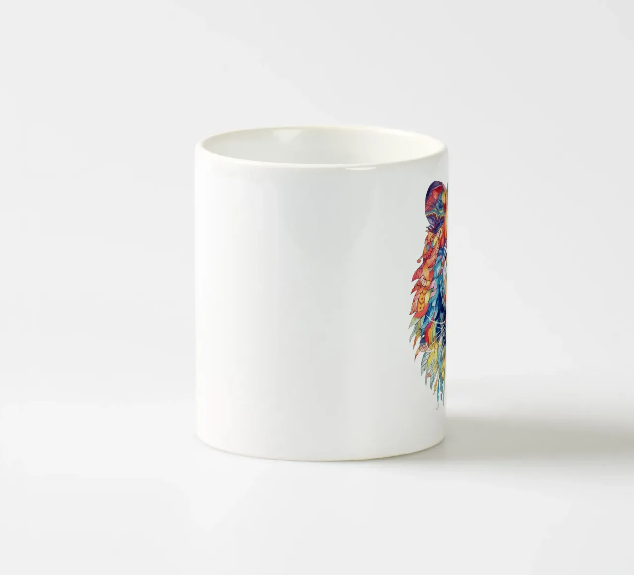 Mandala del leone acquerellato tazza in ceramica da Spiritual Touch