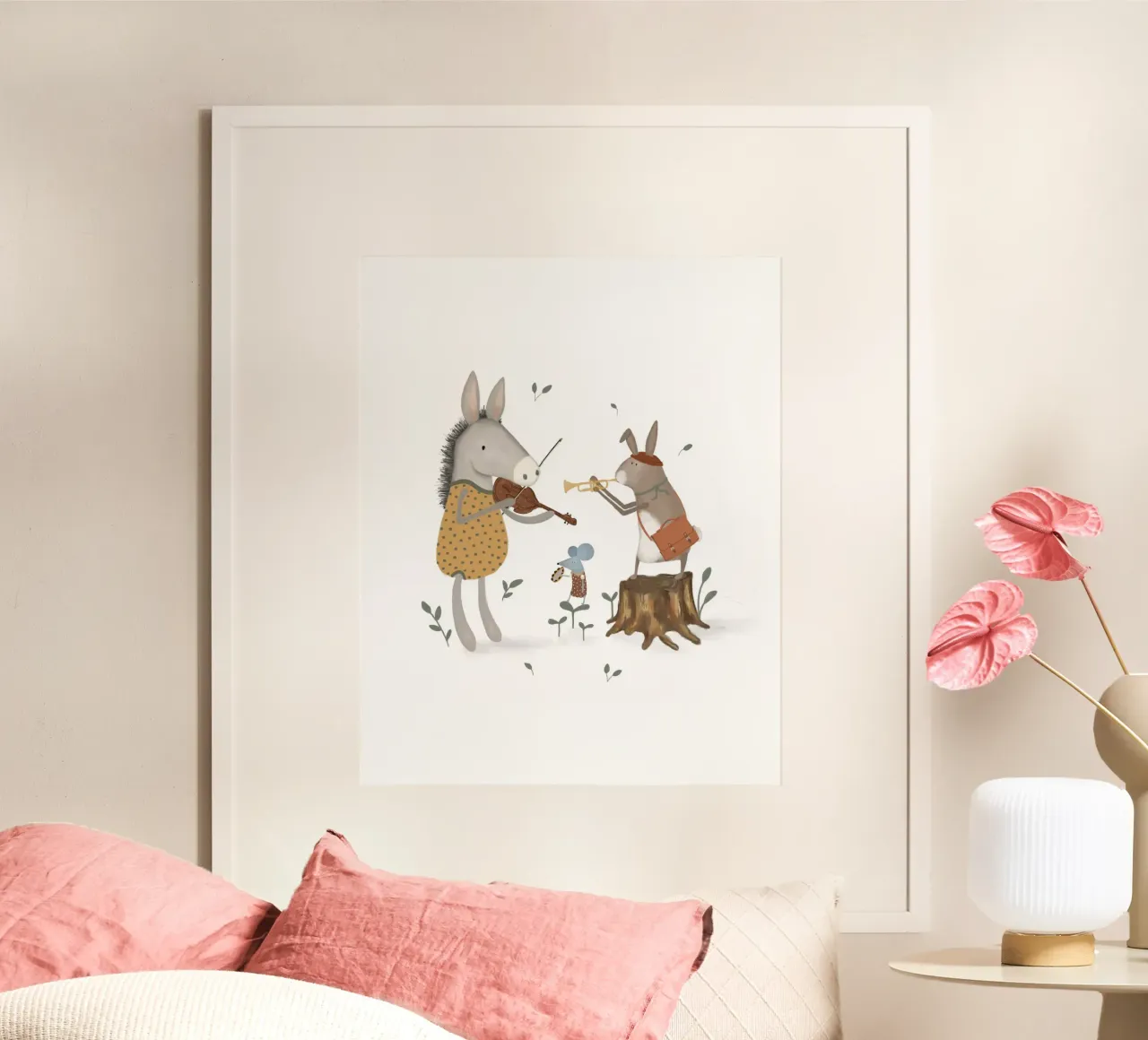 Delilah & Friends – Whimsical Animal Orchestra Nursery Art poster by Urchin Bay Art