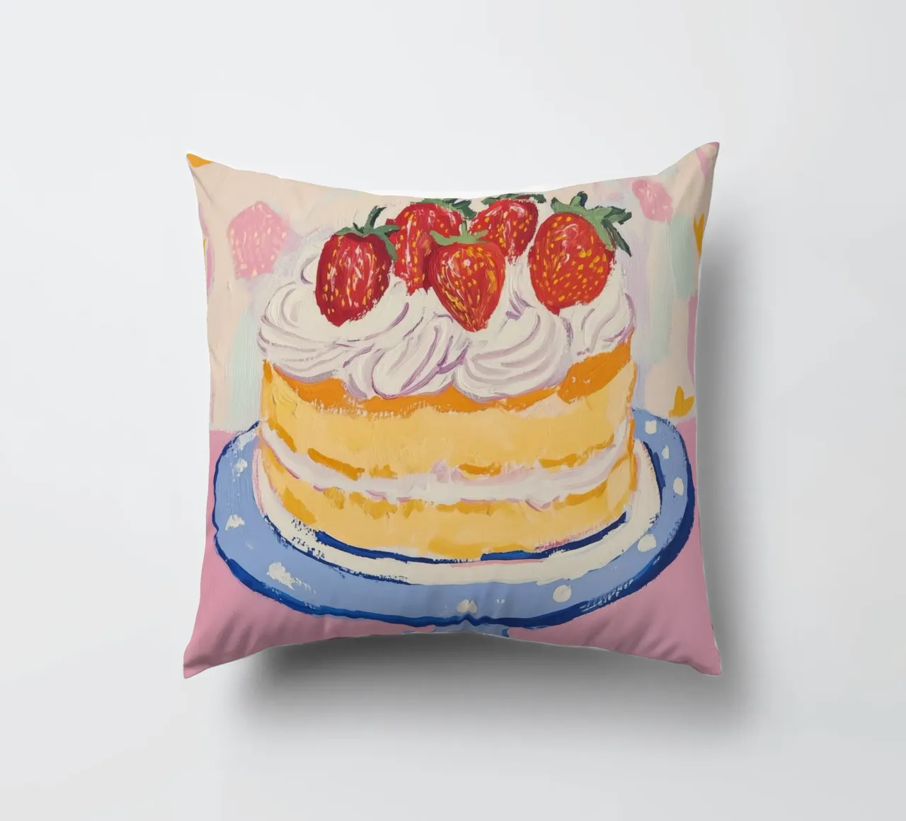 Fragole e biscotti cuscino da Melloi Art Print
