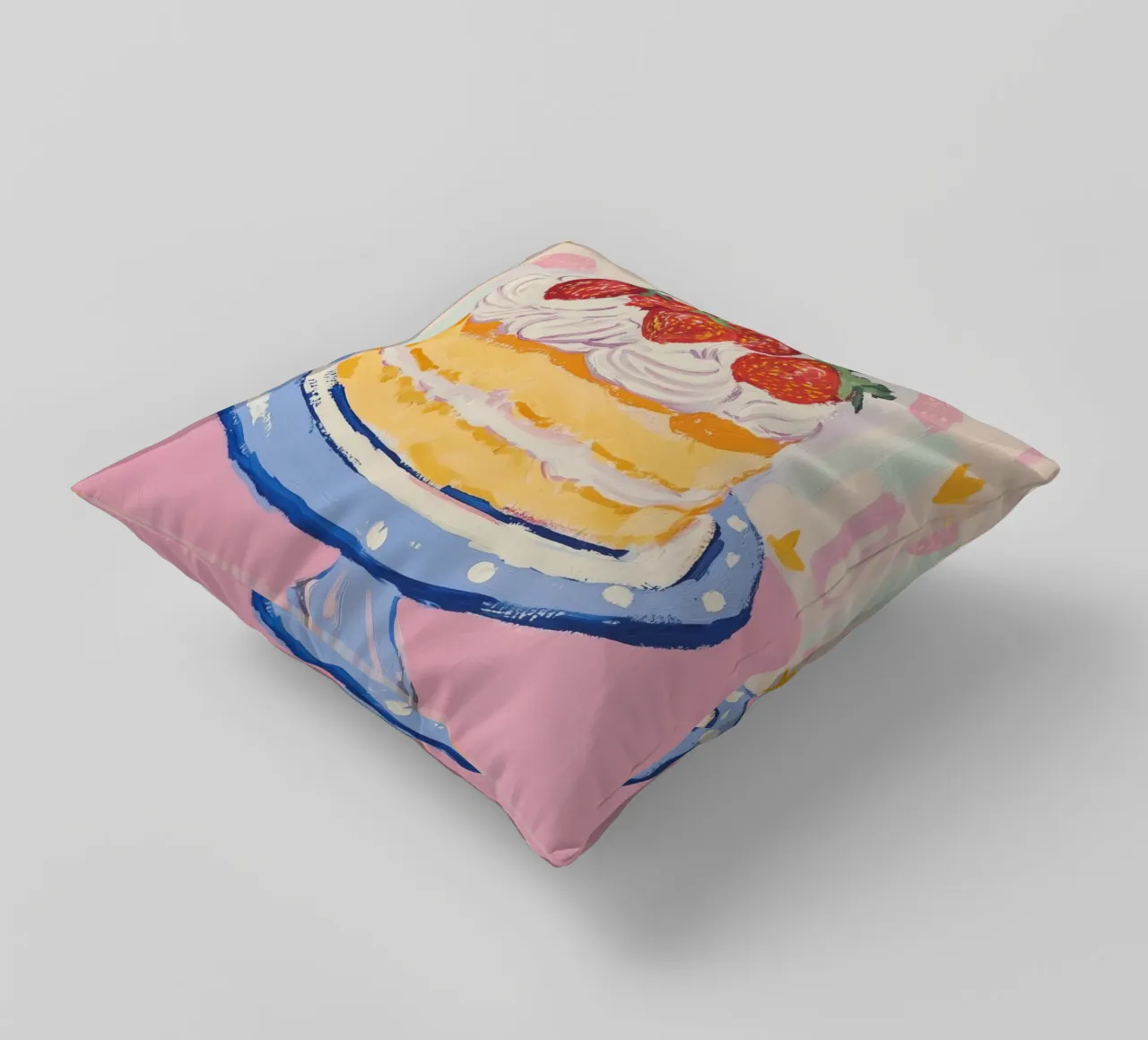 Fragole e biscotti cuscino da Melloi Art Print