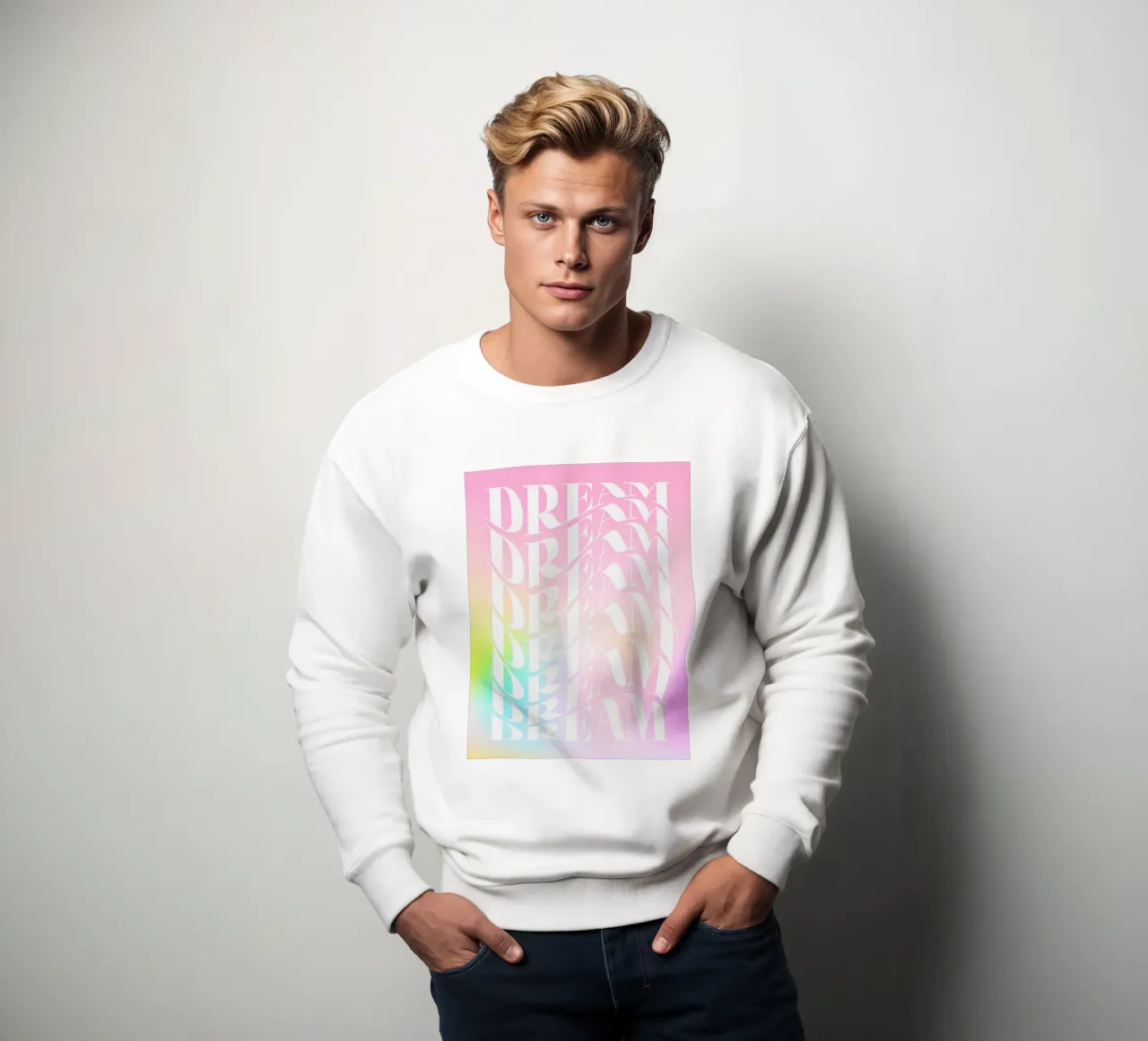 Dream Dream Dream Repeat • Dreamy Rainbow Gradient sweatshirt by Dominique Vari Words