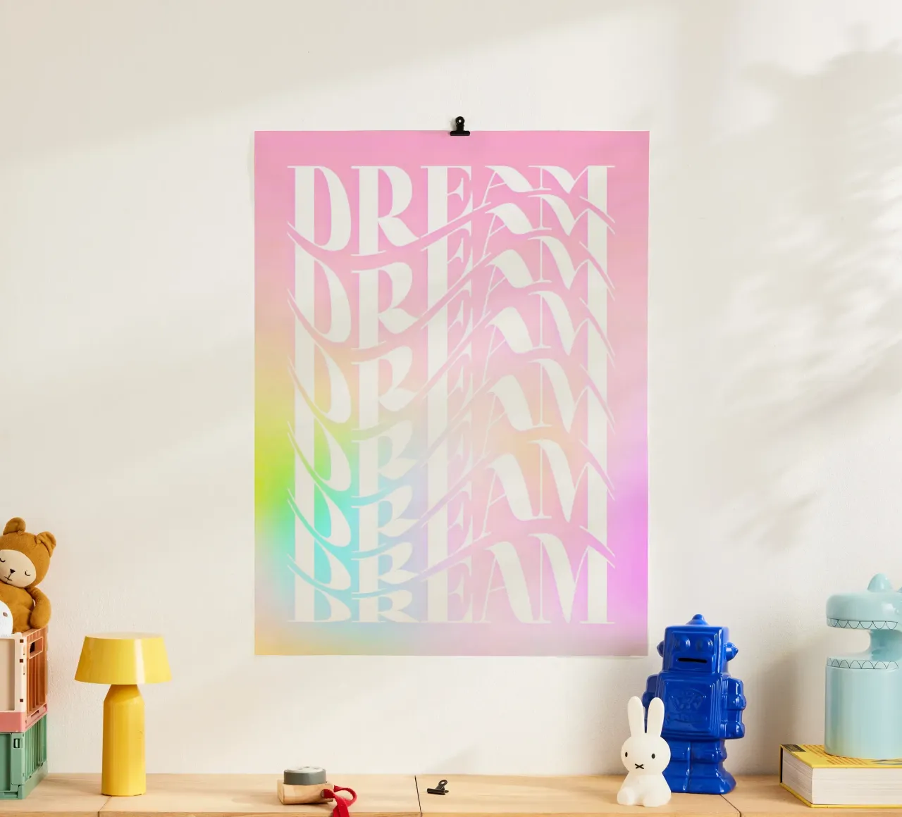 Sueño Sueño Sueño Repetición - Gradiente Arco Iris de ensueño poster de Dominique Vari Words