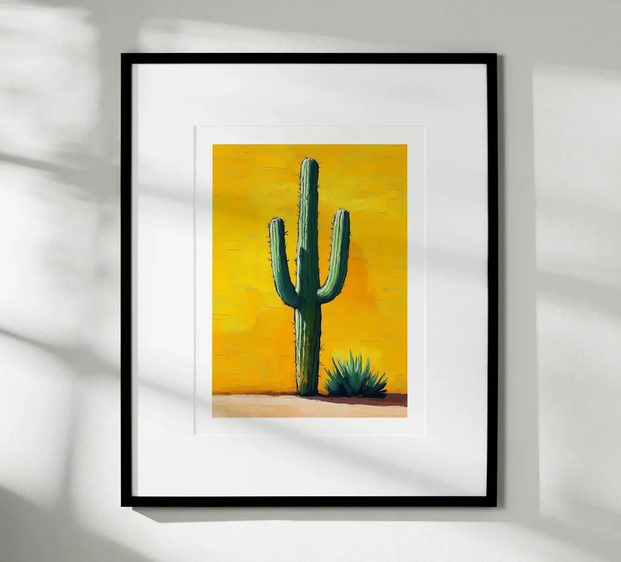 Vernice del deserto dei cactus poster con telaio in alluminio da Flora & Horizon