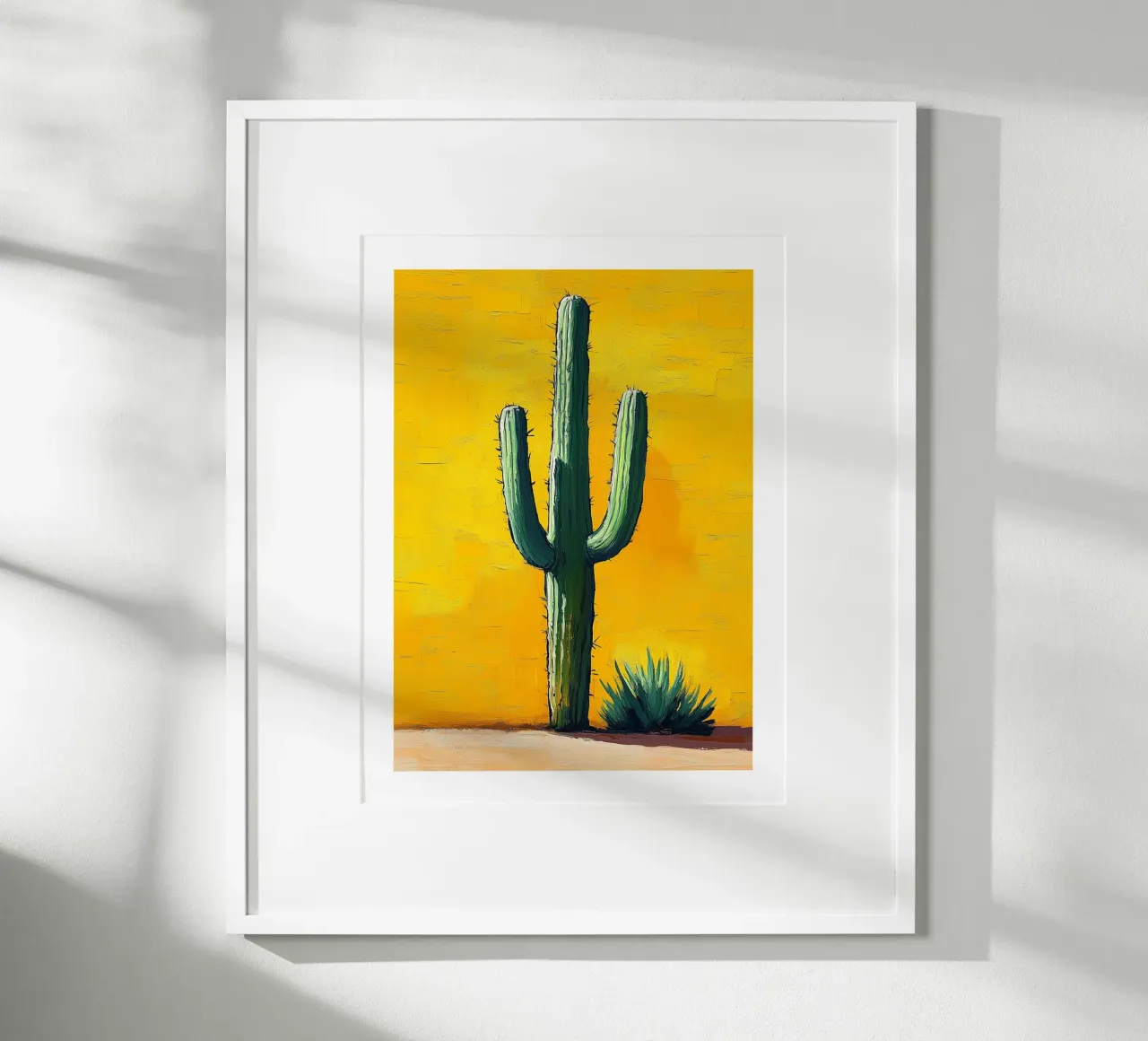 Vernice del deserto dei cactus poster con telaio in alluminio da Flora & Horizon