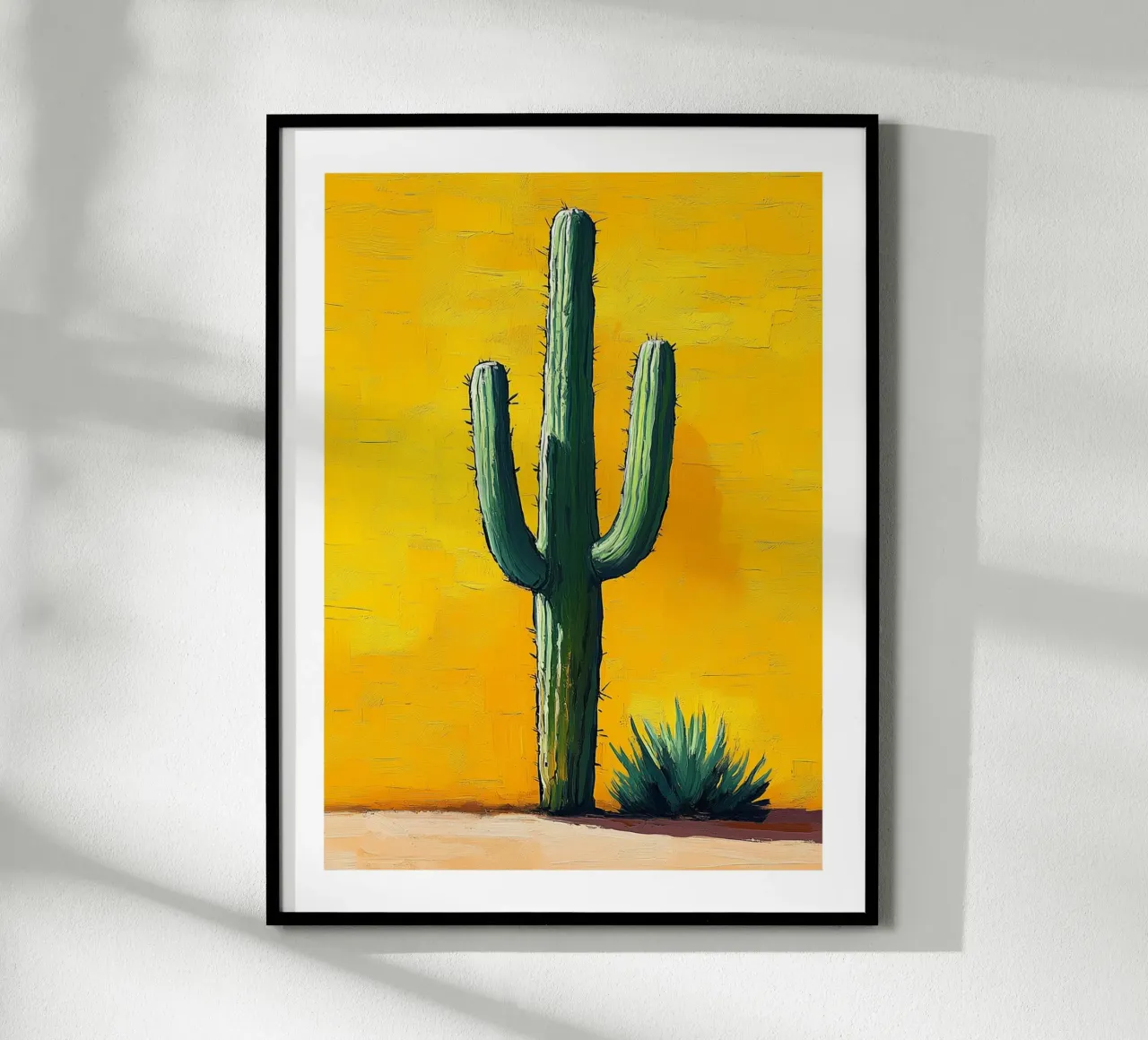 Vernice del deserto dei cactus poster con telaio in alluminio da Flora & Horizon