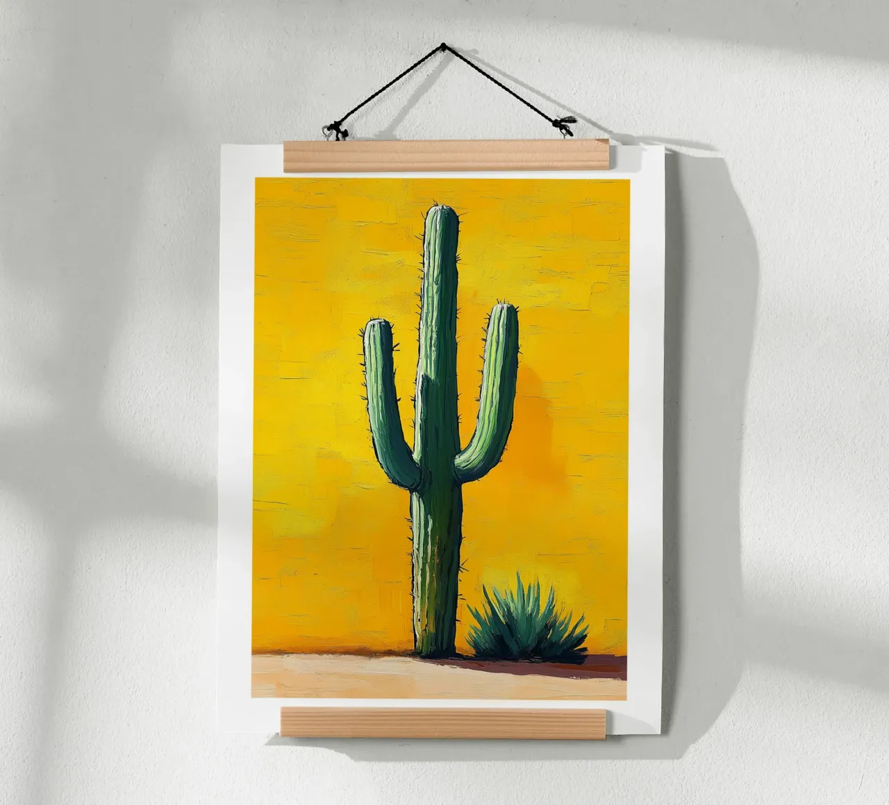 Vernice del deserto dei cactus poster con telaio in alluminio da Flora & Horizon