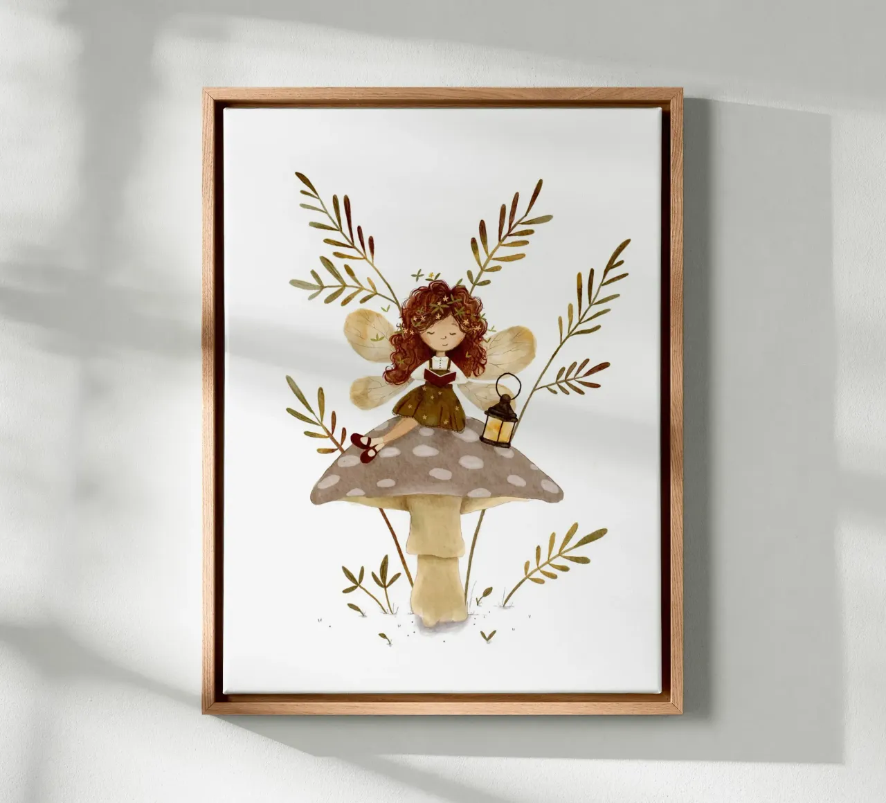 The Enchanted Reading Fairy – Mushroom Decor canvas by Urchin Bay Art