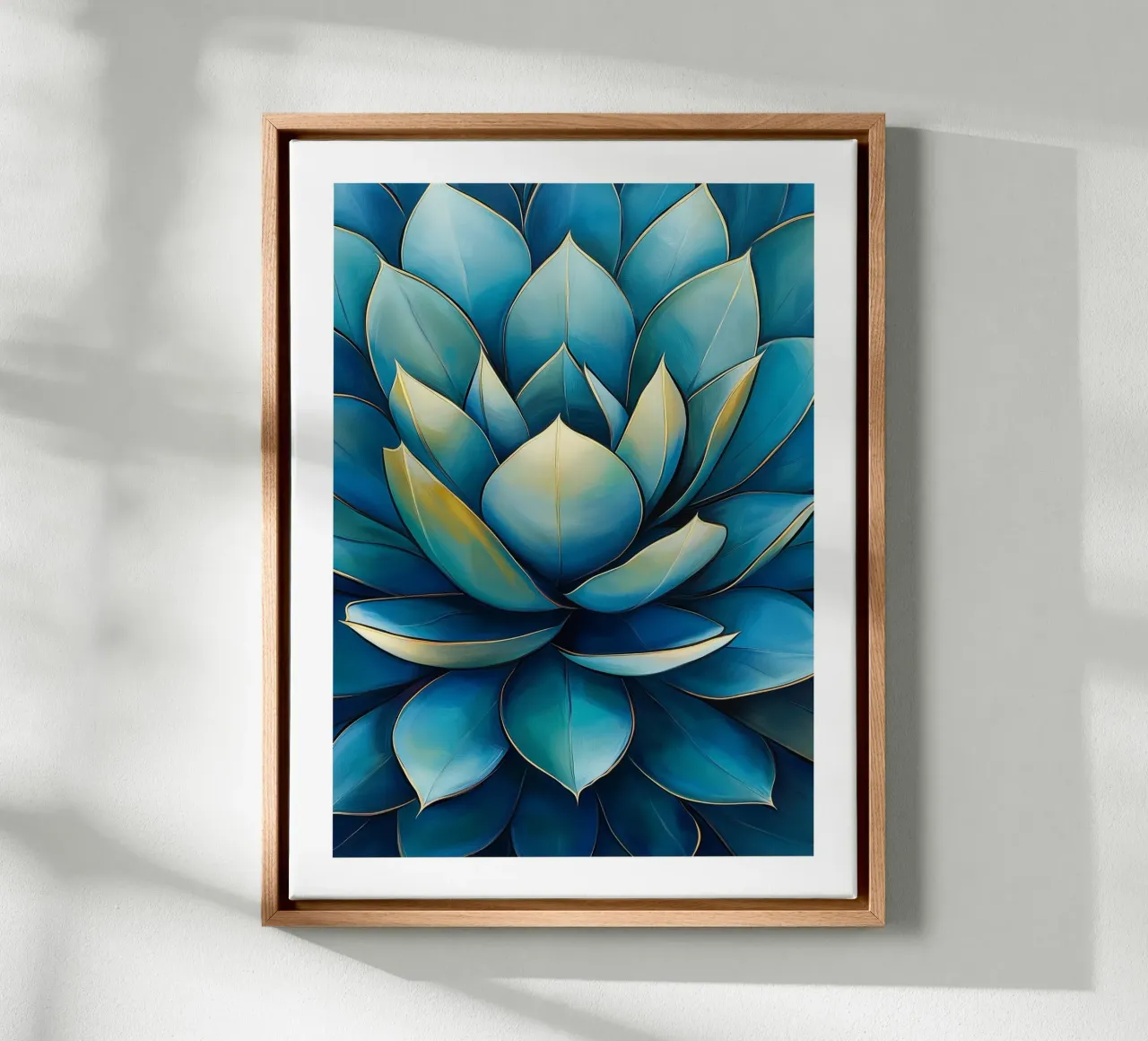 Succulent Blauw Elegant canvas met Baklijst van Flora & Horizon