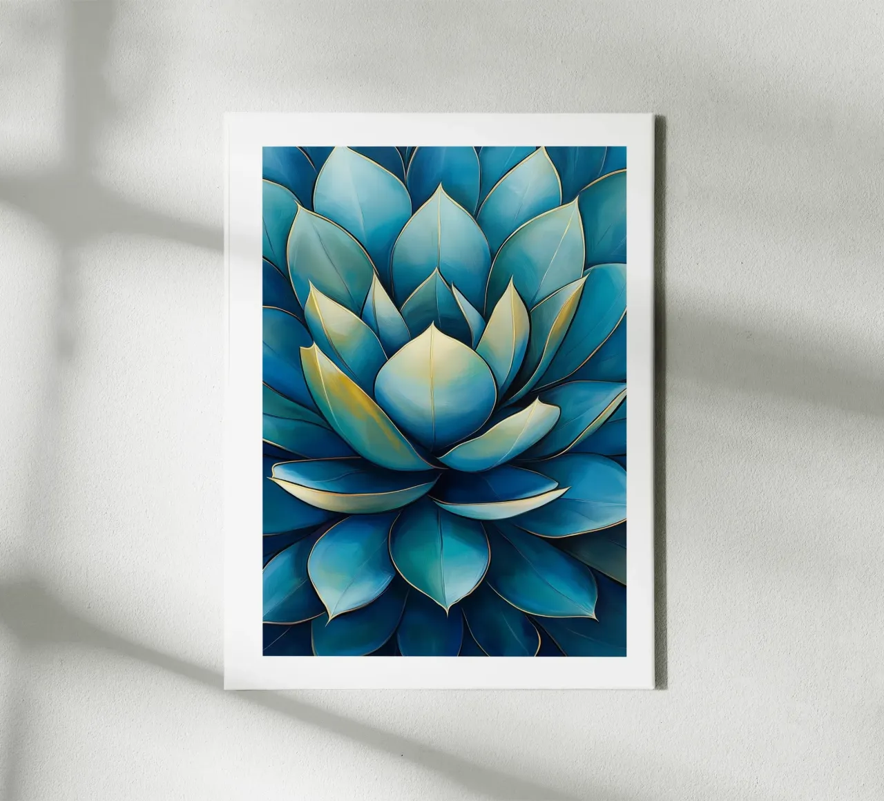 Succulent Blauw Elegant canvas met Baklijst van Flora & Horizon