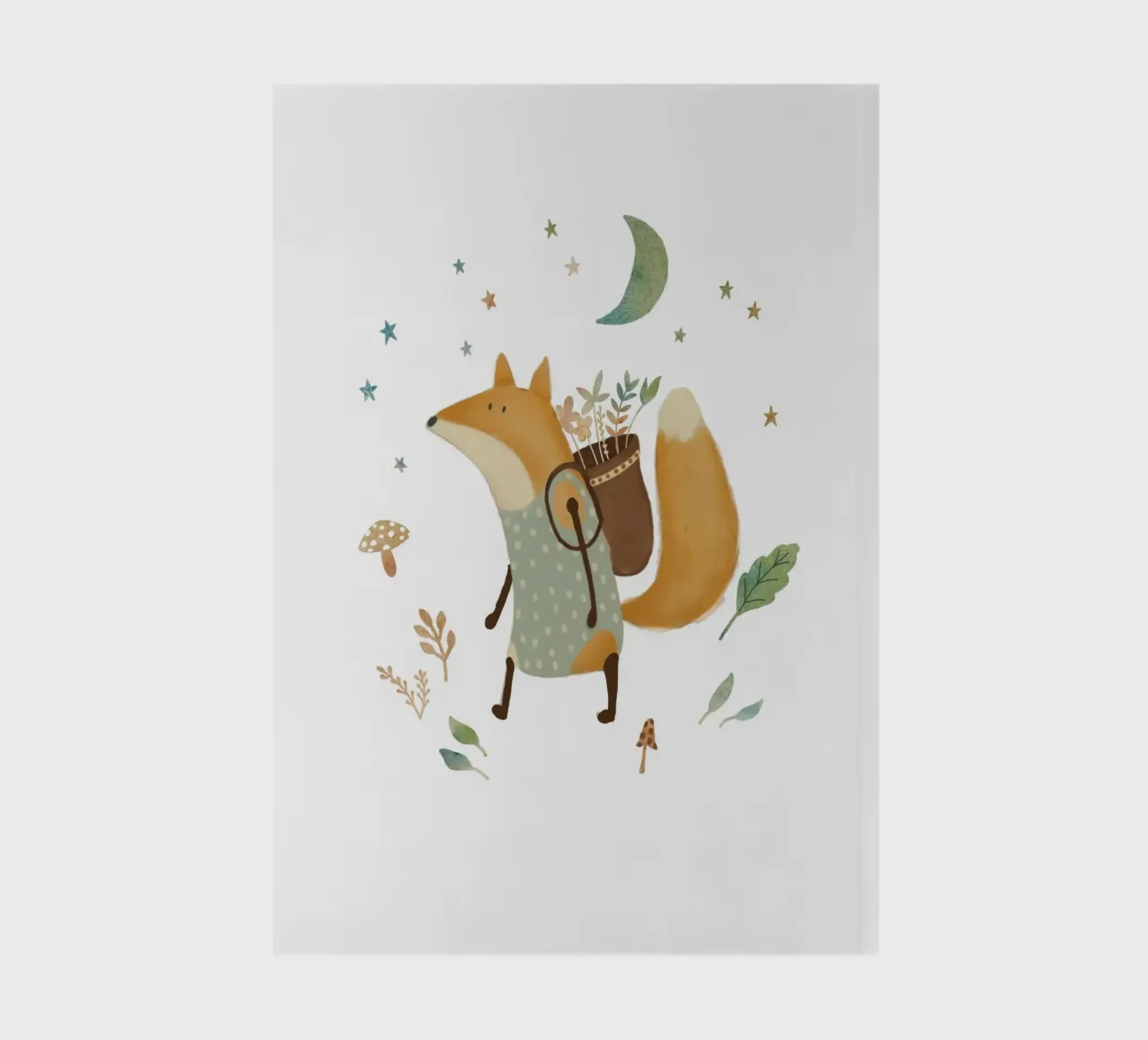 Foraging Fox – Whimsical Woodland Adventure Art Print notebook by Urchin Bay Art