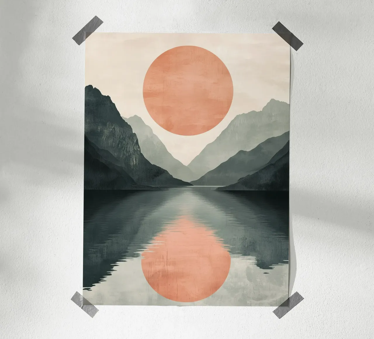 Sun and Mountains Abstract poster with plastic frame by DWA